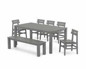 Modern Studio Plaza Chair 7-Piece Parsons Dining Set with Benchoutdoor patio furniture set