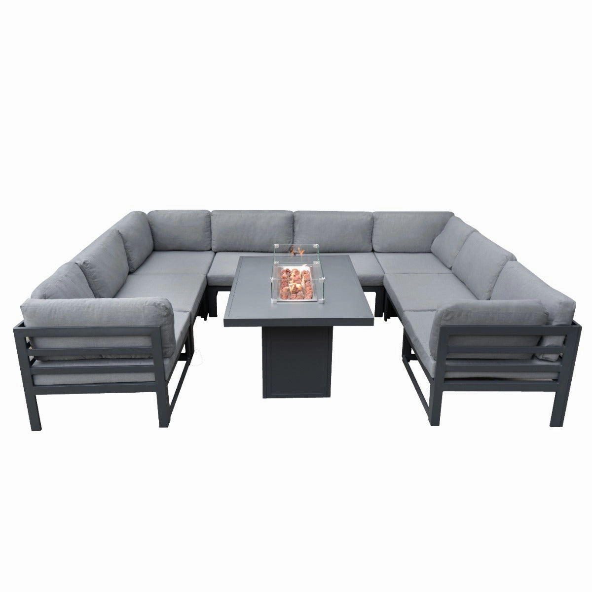 Modular Garden Furniture Set With Fire Pit - Anthracite Greyoutdoor patio furniture set