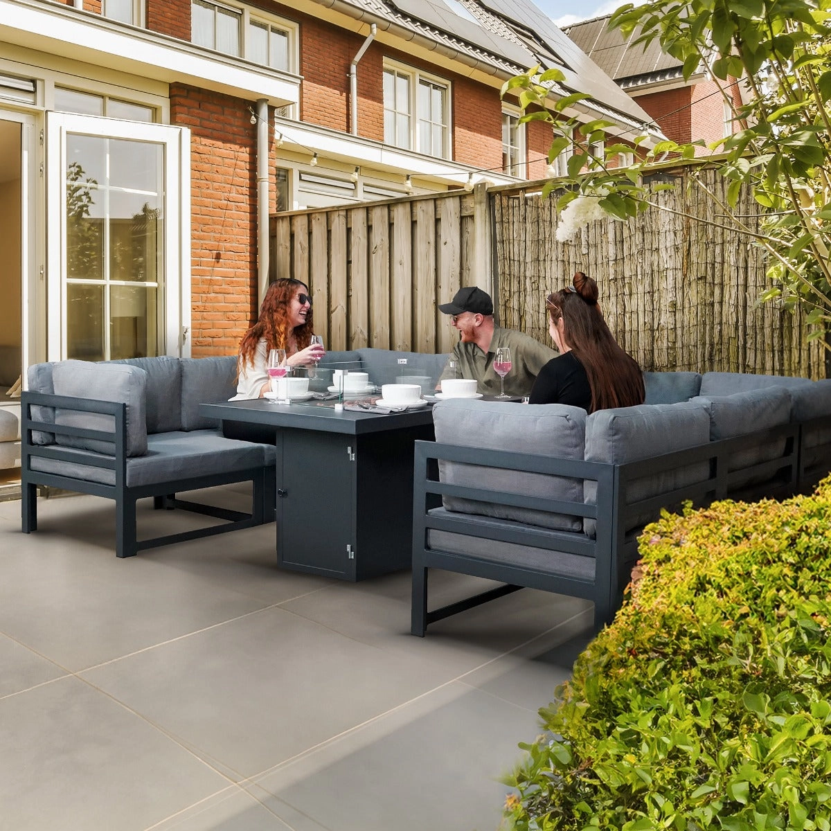 Modular Garden Furniture Set With Fire Pit - Anthracite Grey