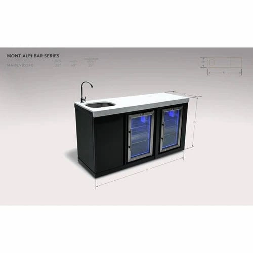 Mont Alpi Black Stainless Steel Beverage Center and Fridge Cabinet MA-BEVBSSFC