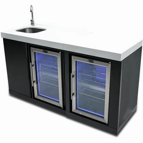 Mont Alpi Black Stainless Steel Beverage Center and Fridge Cabinet MA-BEVBSSFC