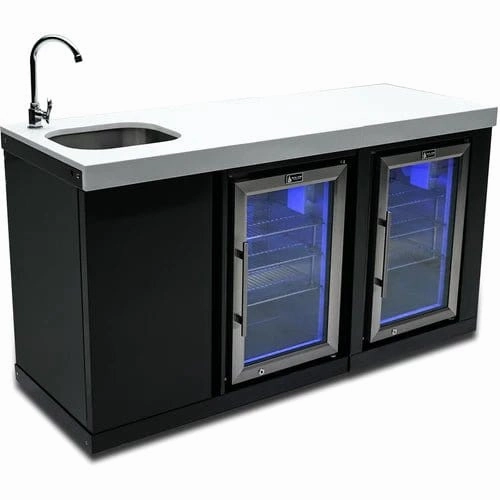 Mont Alpi Black Stainless Steel Beverage Center and Fridge Cabinet MA-BEVBSSFC