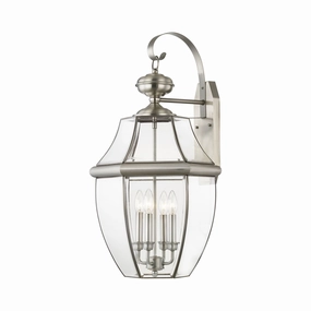 Monterey Four Light Outdoor Wall Lantern Brushed NickelOutdoor wall sconces with motion sensor