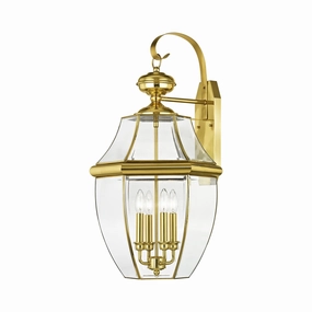 Monterey Four Light Outdoor Wall Lantern Polished BrassOutdoor wall sconces with motion sensor