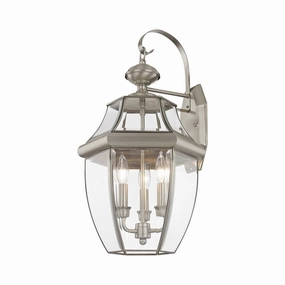 Monterey Three Light Outdoor Wall Lantern Brushed NickelOutdoor wall sconces with motion sensor