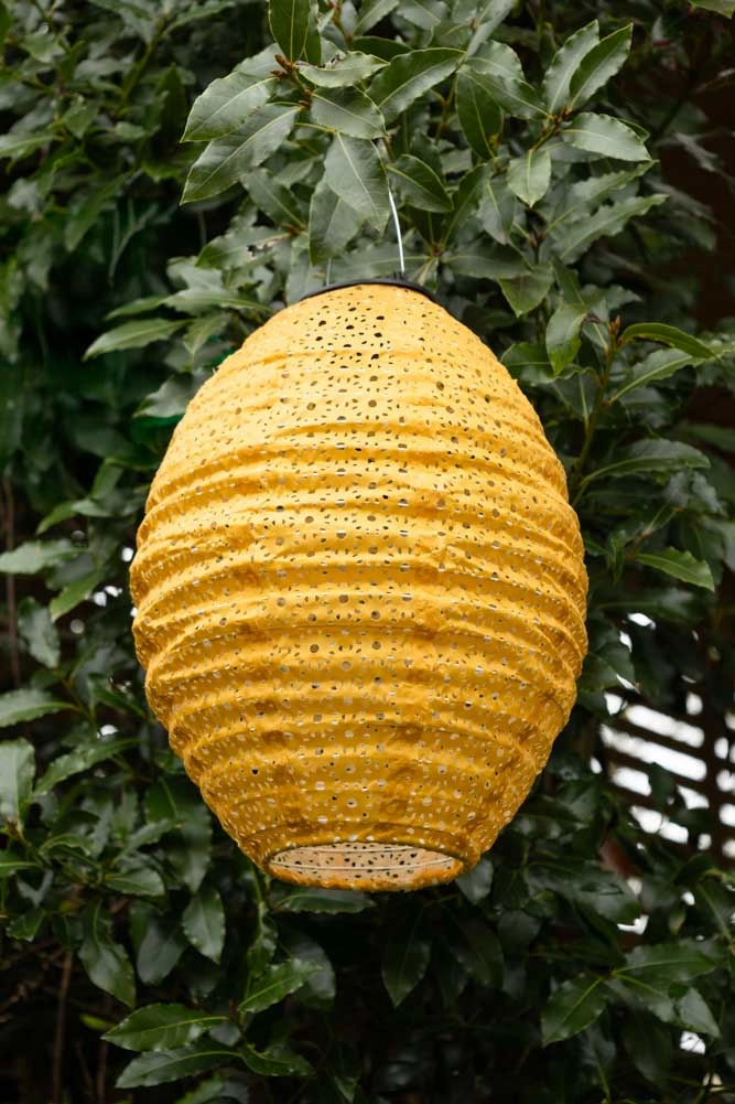 Mustard Yellow Hanging Outdoor Solar Lantern