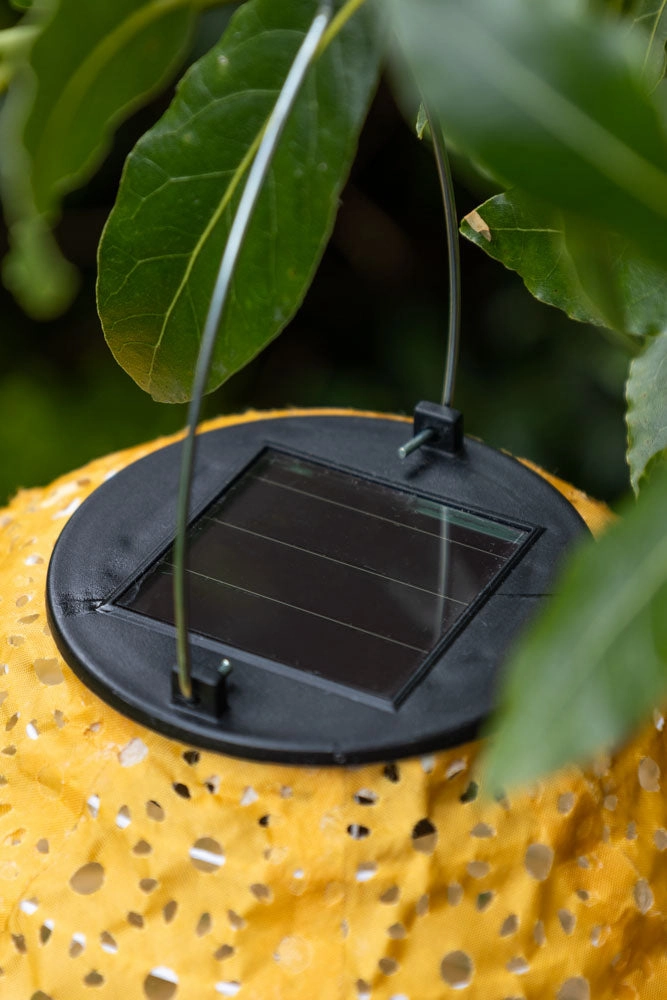 Mustard Yellow Hanging Outdoor Solar Lantern