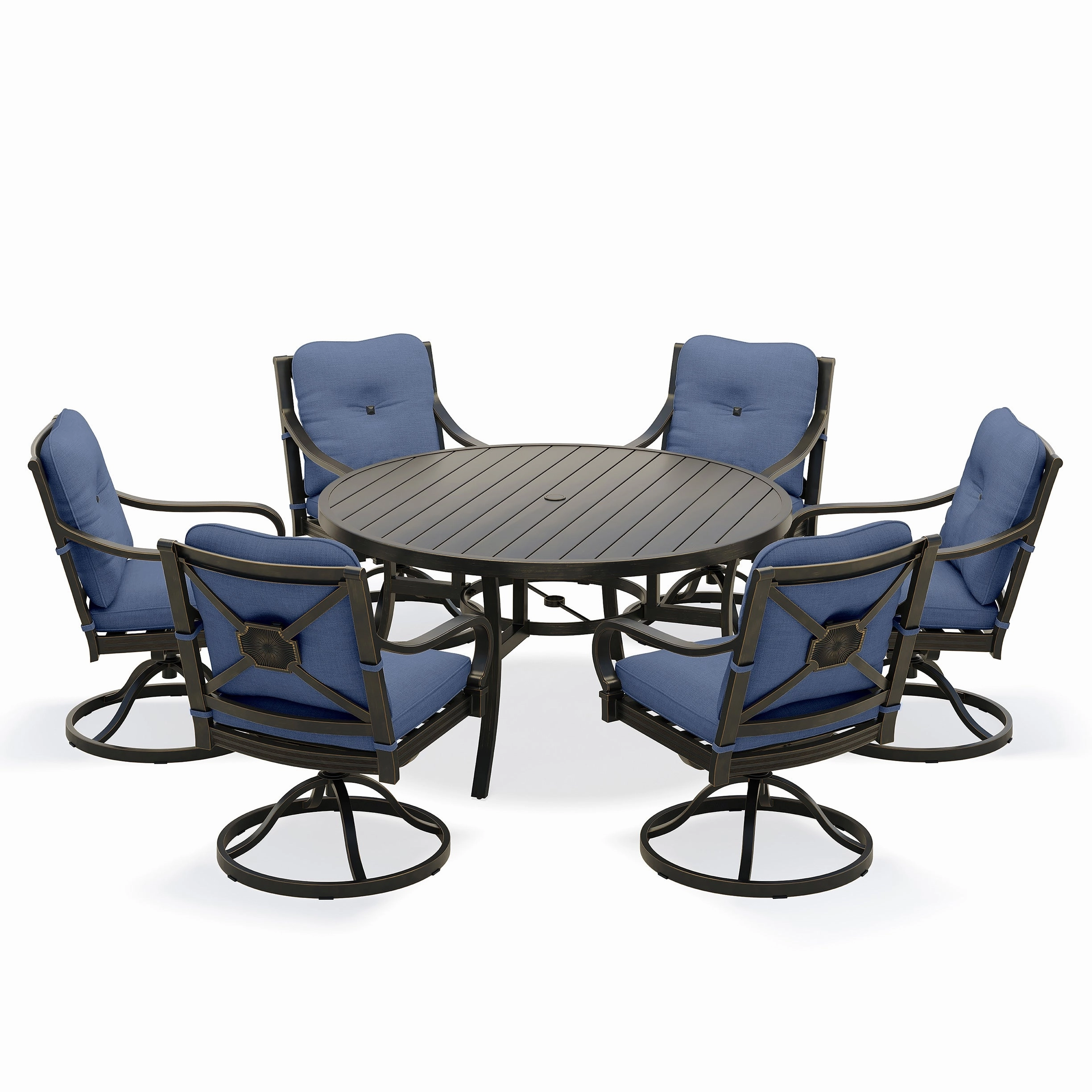 Napili 7 Piece Dining Set - 6 Swivel Rockers 60" Round Table