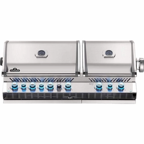 Napoleon Prestige PRO 825 Built-in Gas Grill with Infrared Rear Burner and Sear Burner and Rotisserie kit stainless steel BBQ grill with side table