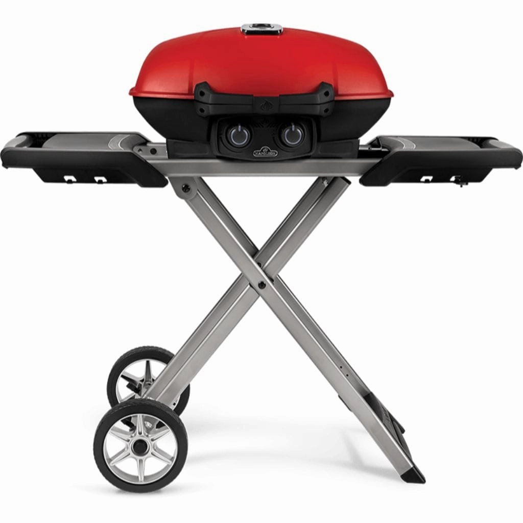 Napoleon TravelQ 285x with Scissor Cart Liquid Propane Portable Gas Grill TQ285X-RD-1-A professional outdoor BBQ grill set