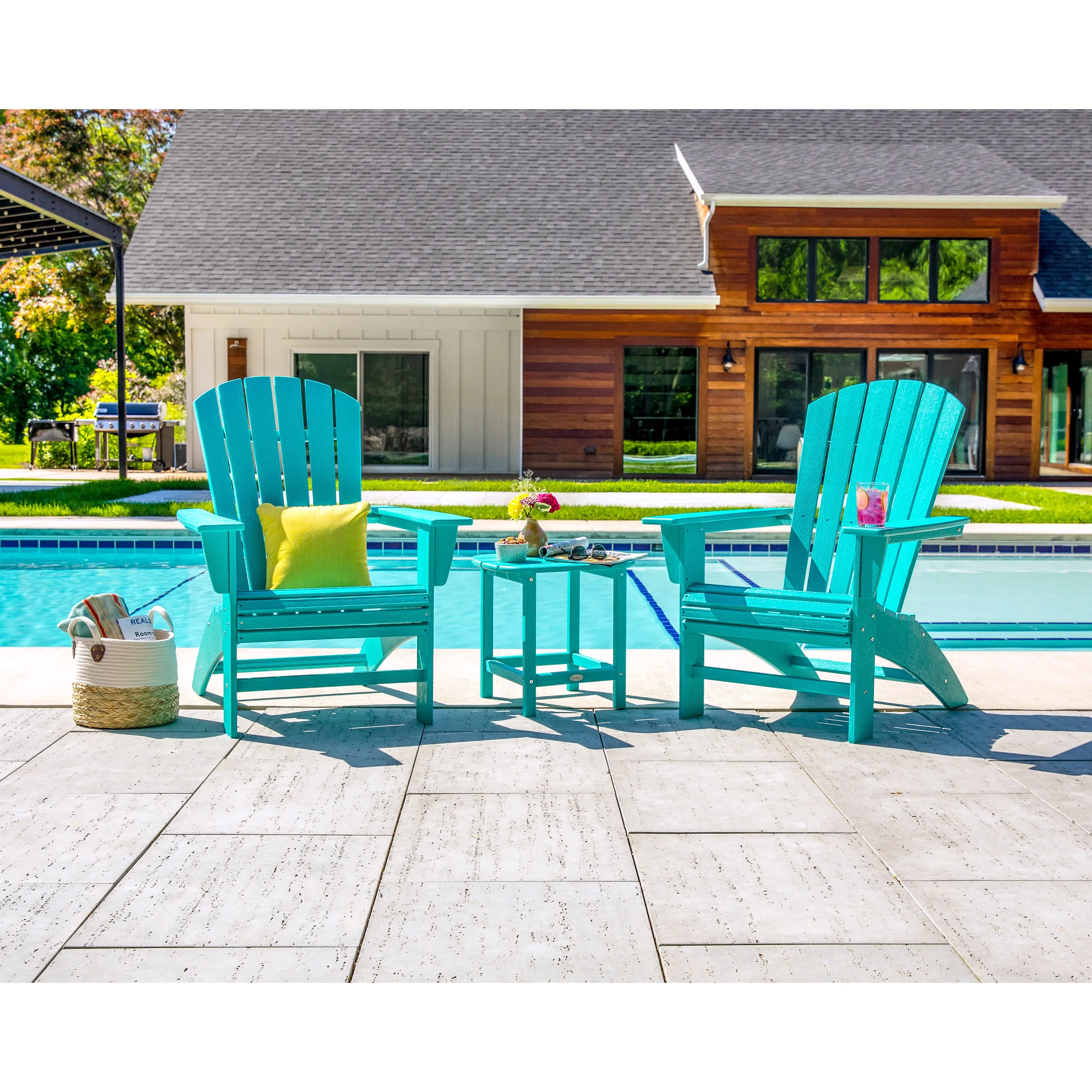 Nautical 3-Piece Curveback Adirondack Set