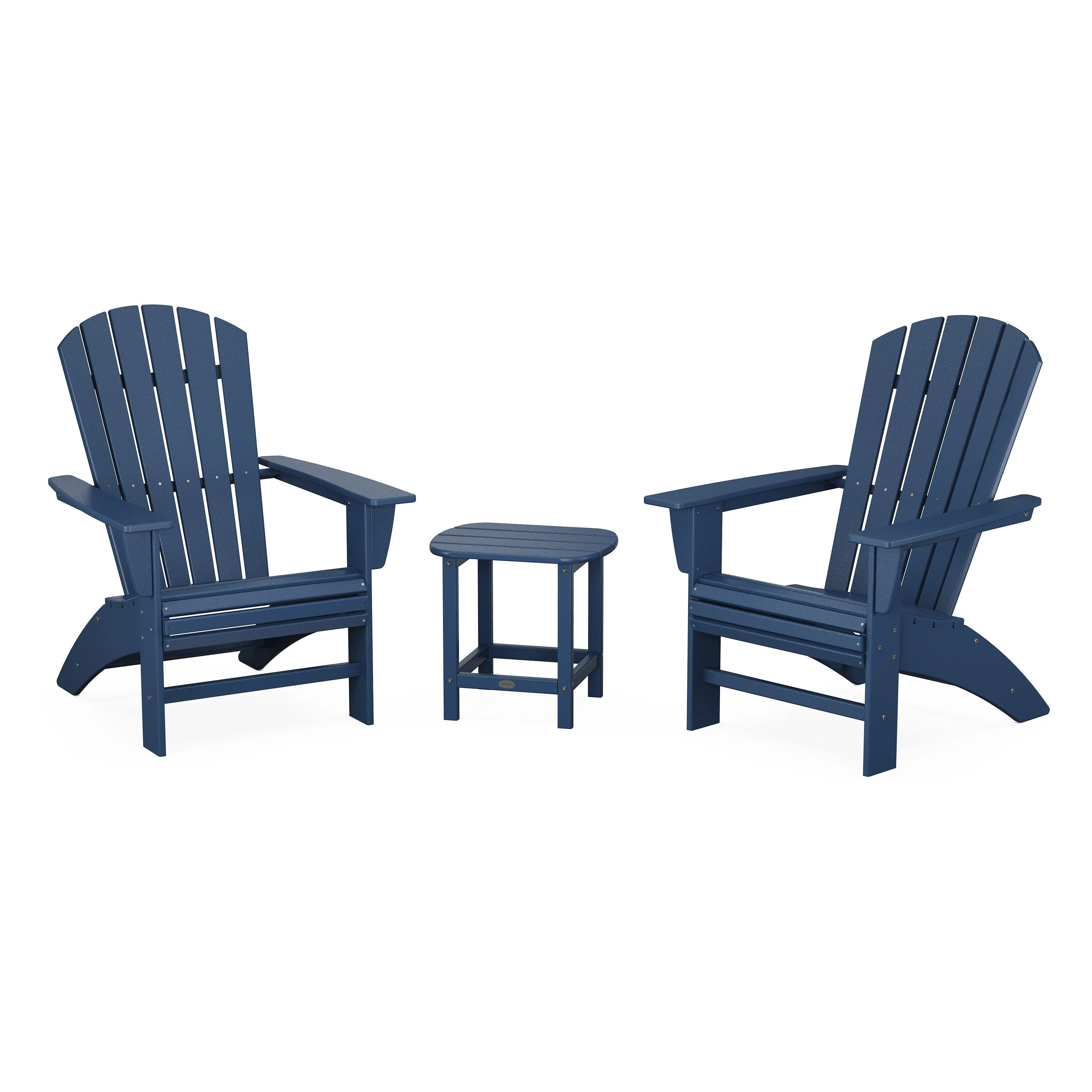 Nautical 3-Piece Curveback Adirondack Set
