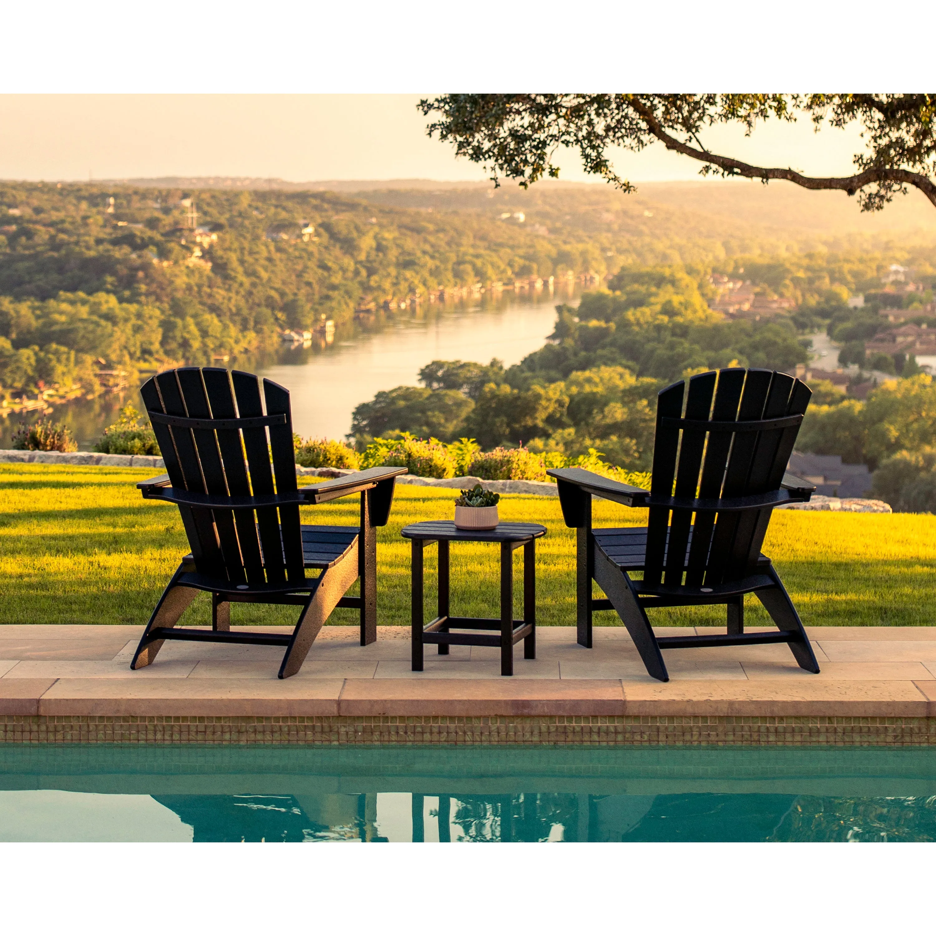 Nautical 3-Piece Curveback Adirondack Set