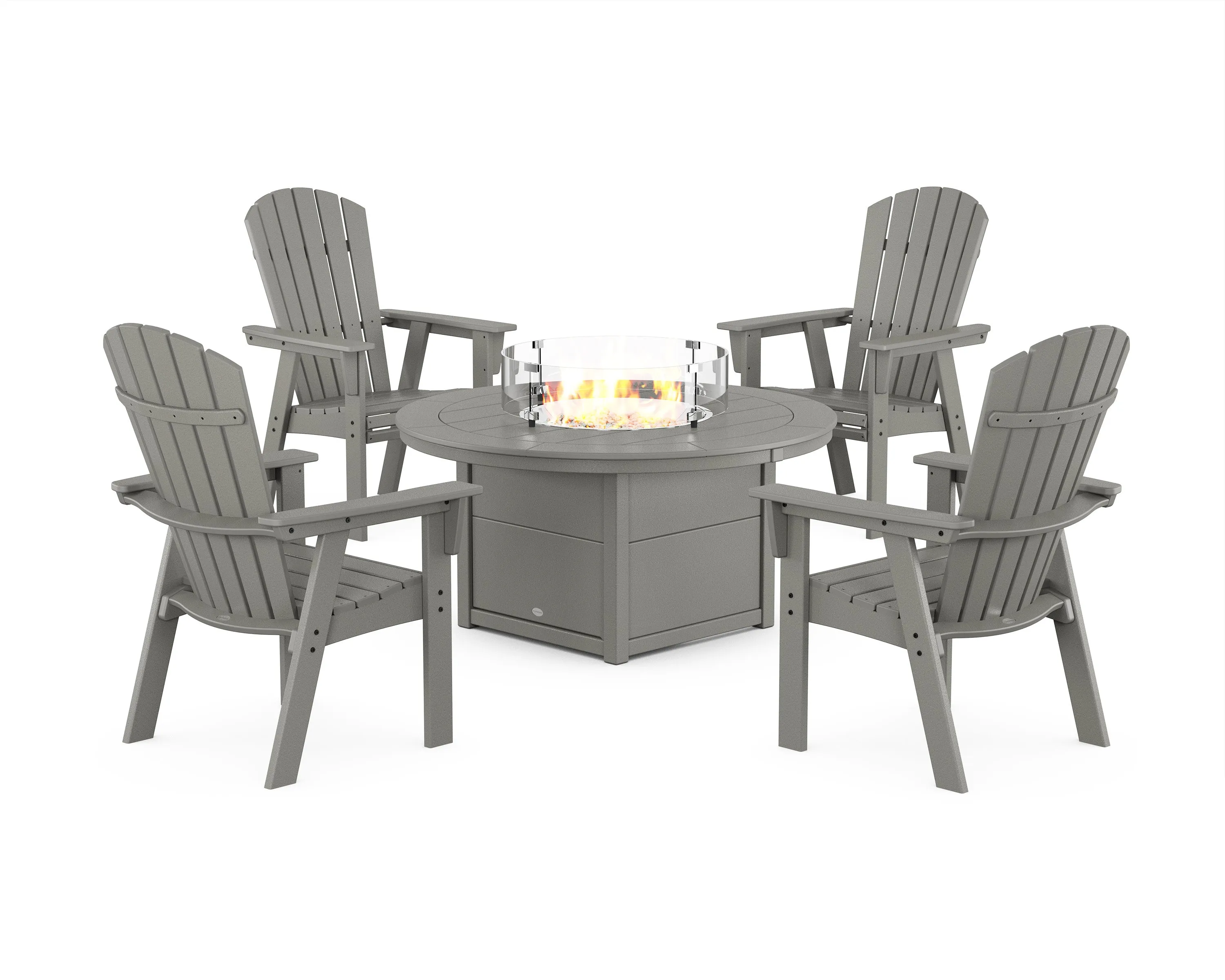 Nautical 4-Piece Curveback Upright Adirondack Conversation Set with Fire Pit Tableoutdoor patio dining furniture set