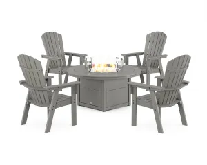 Nautical 4-Piece Curveback Upright Adirondack Conversation Set with Fire Pit Tableoutdoor patio dining furniture set