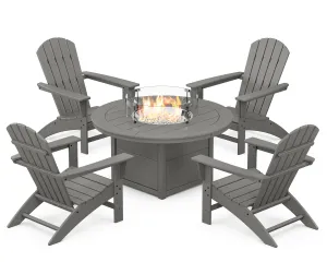 Nautical 5-Piece Adirondack Chair Conversation Set with Fire Pit Tableoutdoor patio dining furniture set
