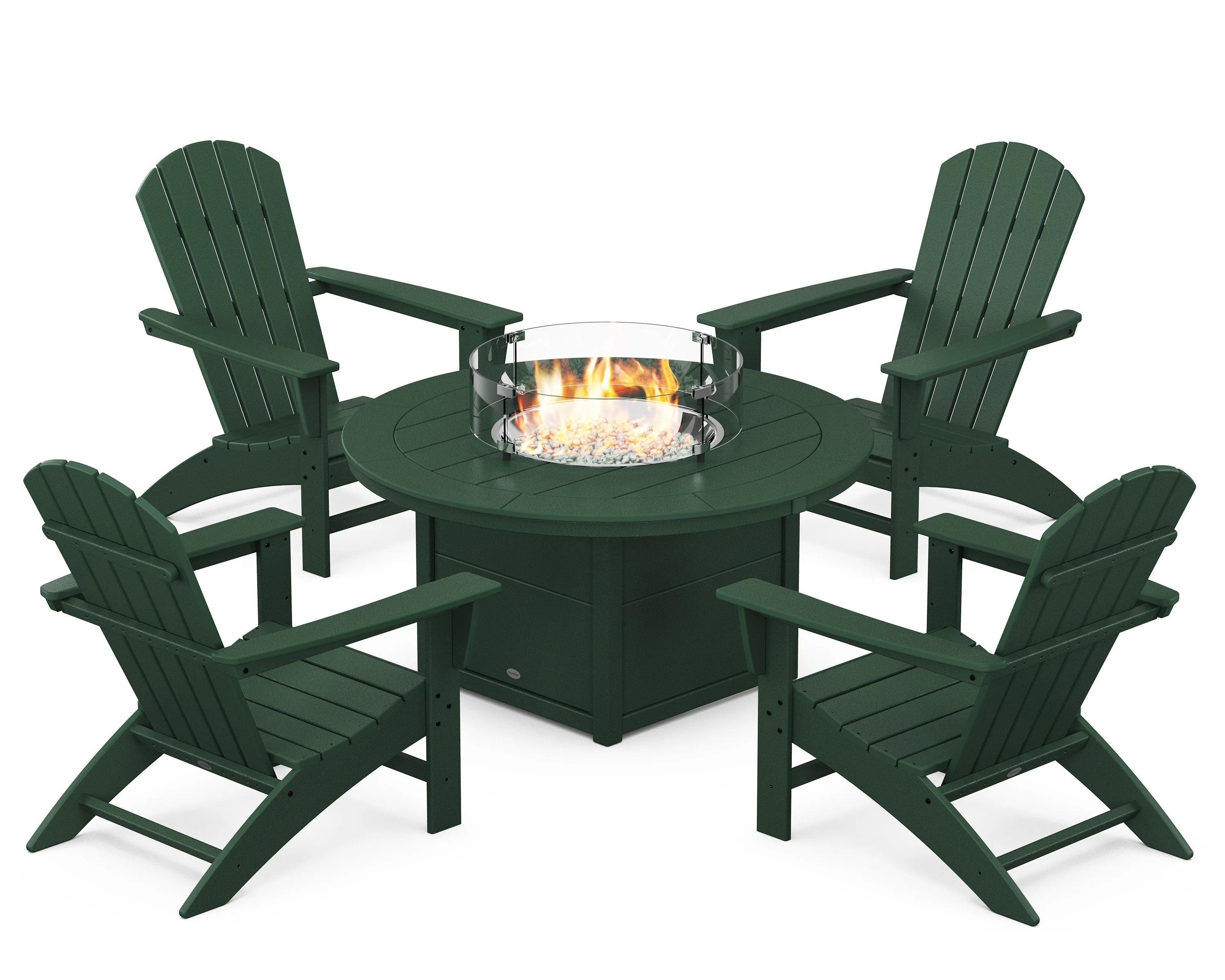 Nautical 5-Piece Adirondack Chair Conversation Set with Fire Pit Table