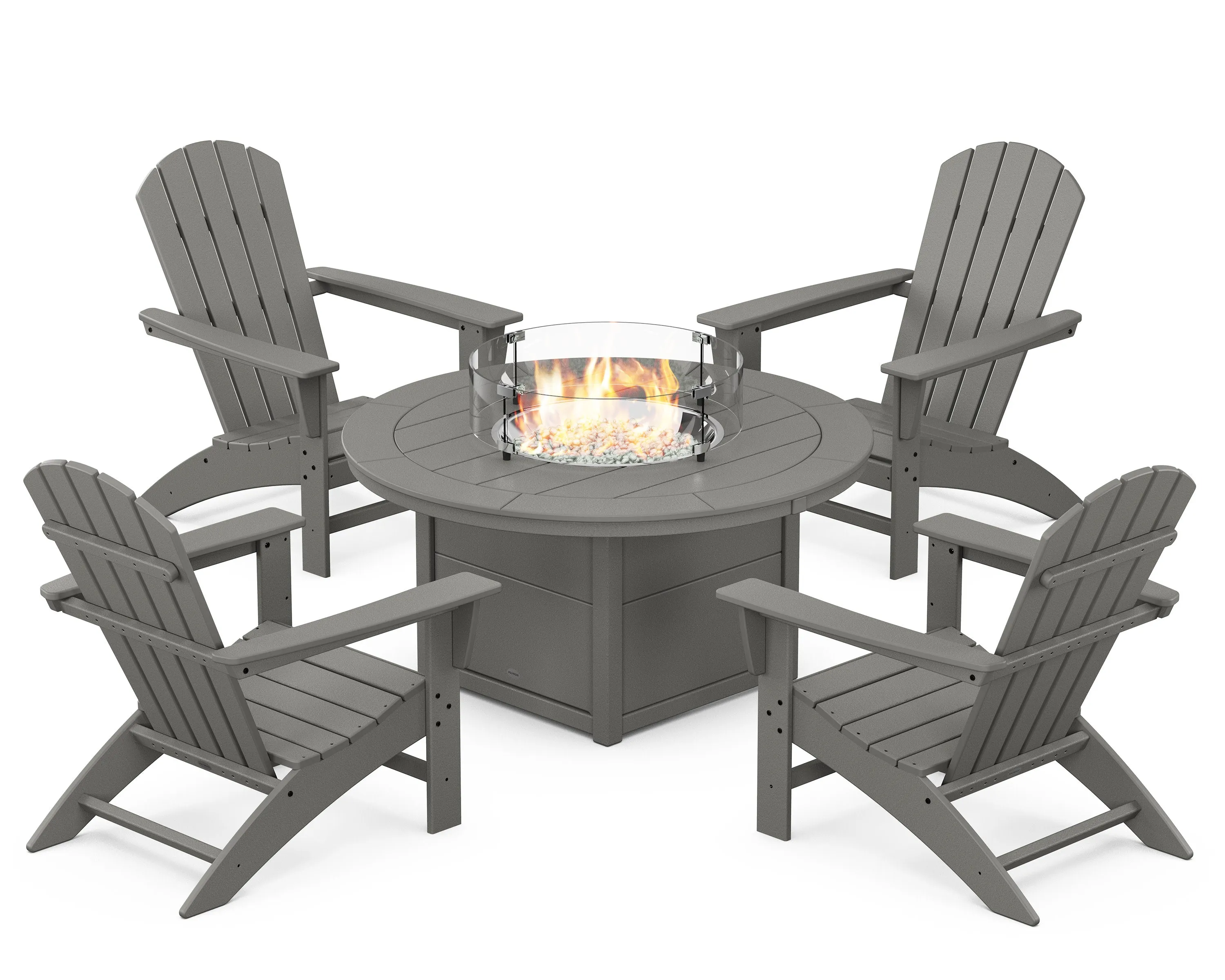 Nautical 5-Piece Adirondack Chair Conversation Set with Fire Pit Tableoutdoor patio dining furniture set