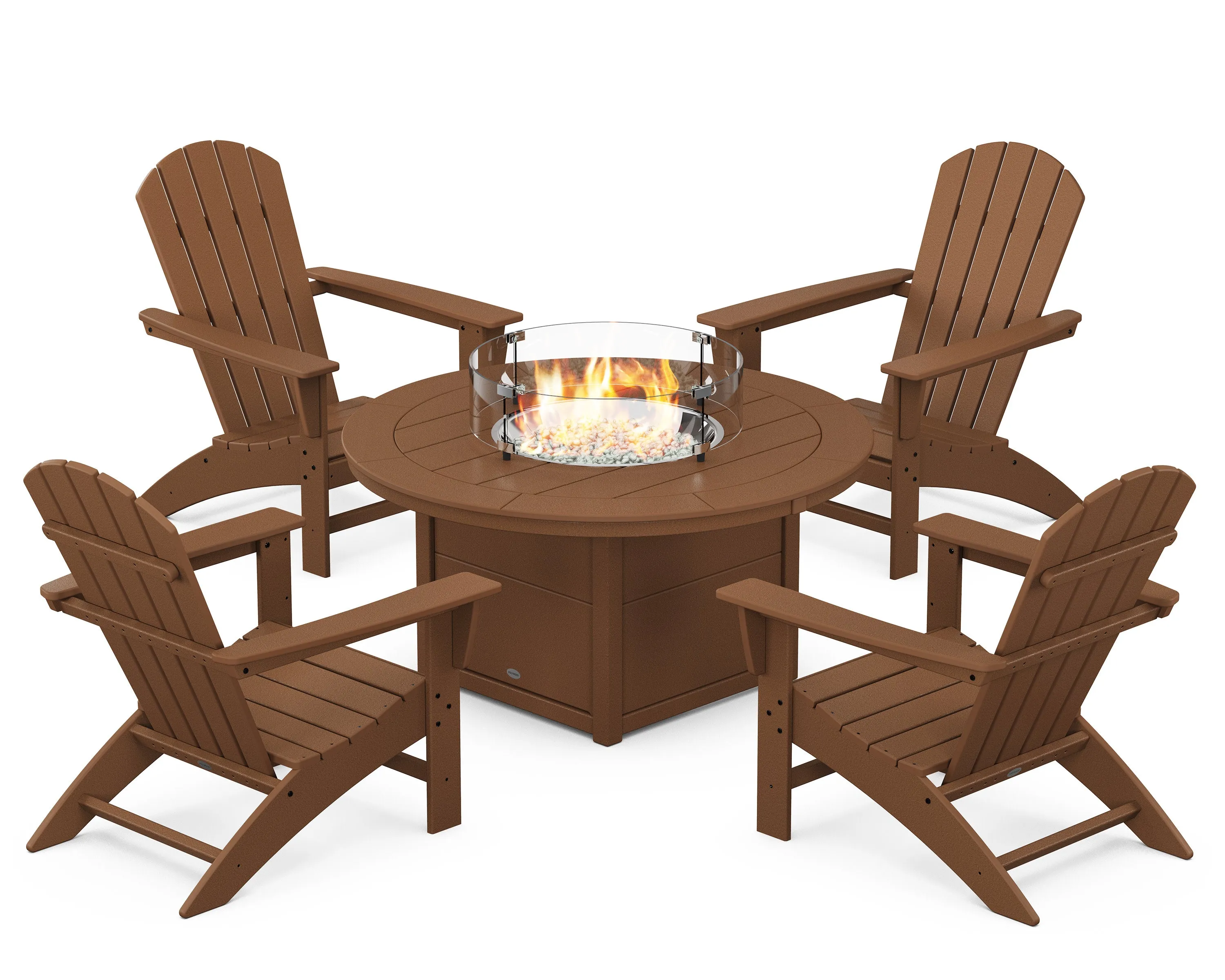 Nautical 5-Piece Adirondack Chair Conversation Set with Fire Pit Table