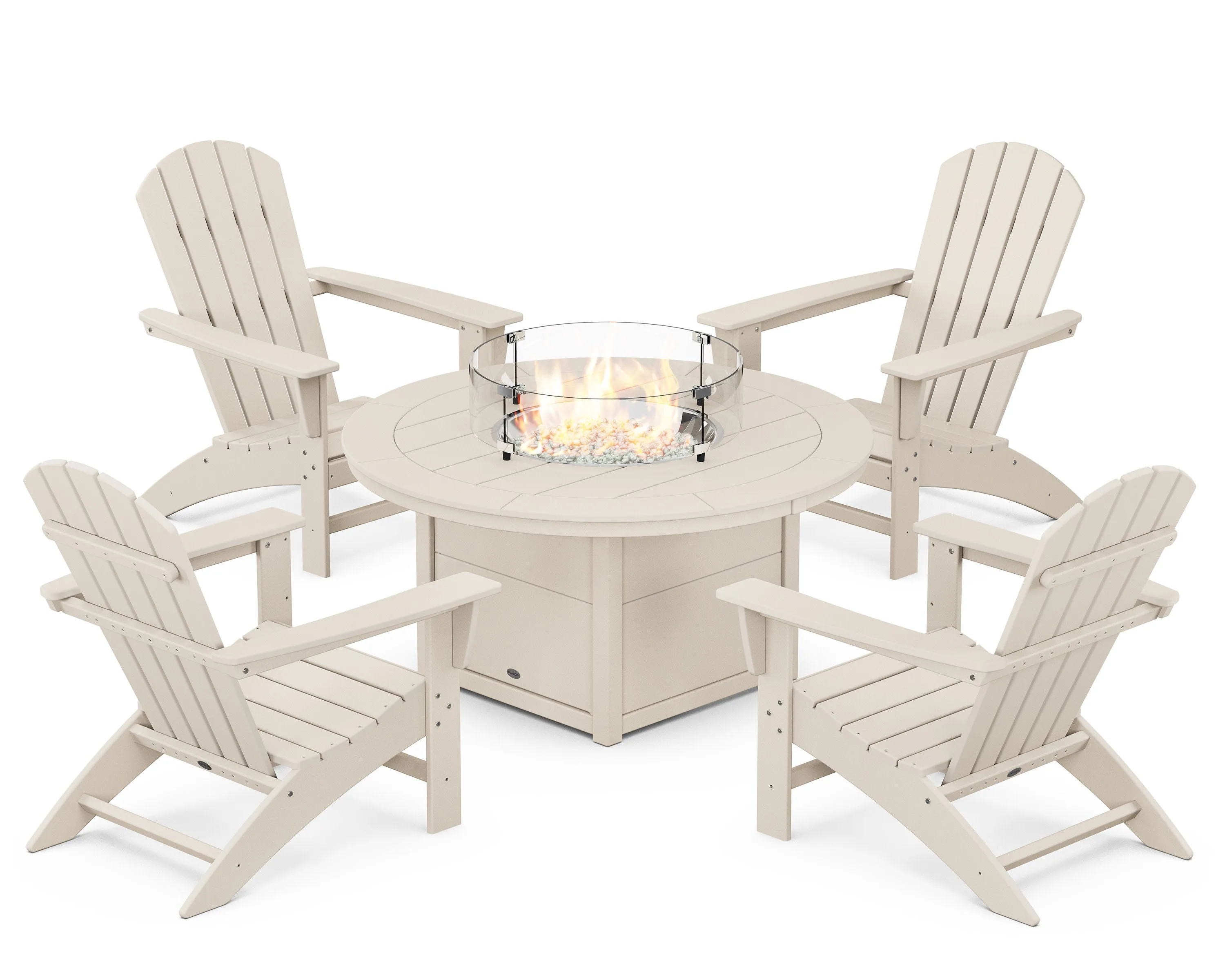 Nautical 5-Piece Adirondack Chair Conversation Set with Fire Pit Table