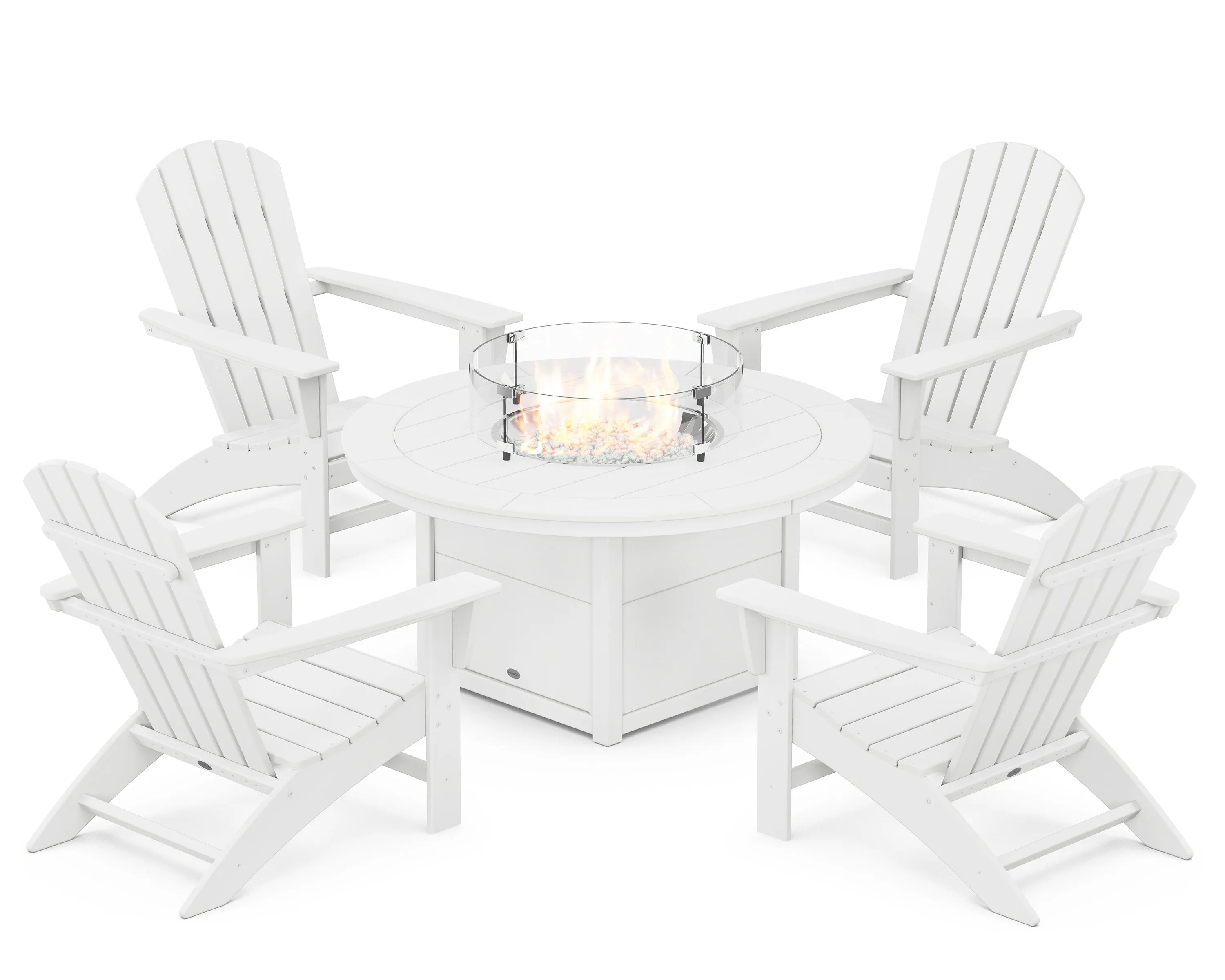 Nautical 5-Piece Adirondack Chair Conversation Set with Fire Pit Table