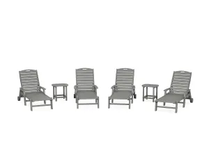Nautical Chaise 6-Piece Set with Arms & Wheelsoutdoor patio dining furniture set