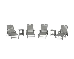 Nautical Chaise 6-Piece Set with Armsoutdoor patio dining furniture set