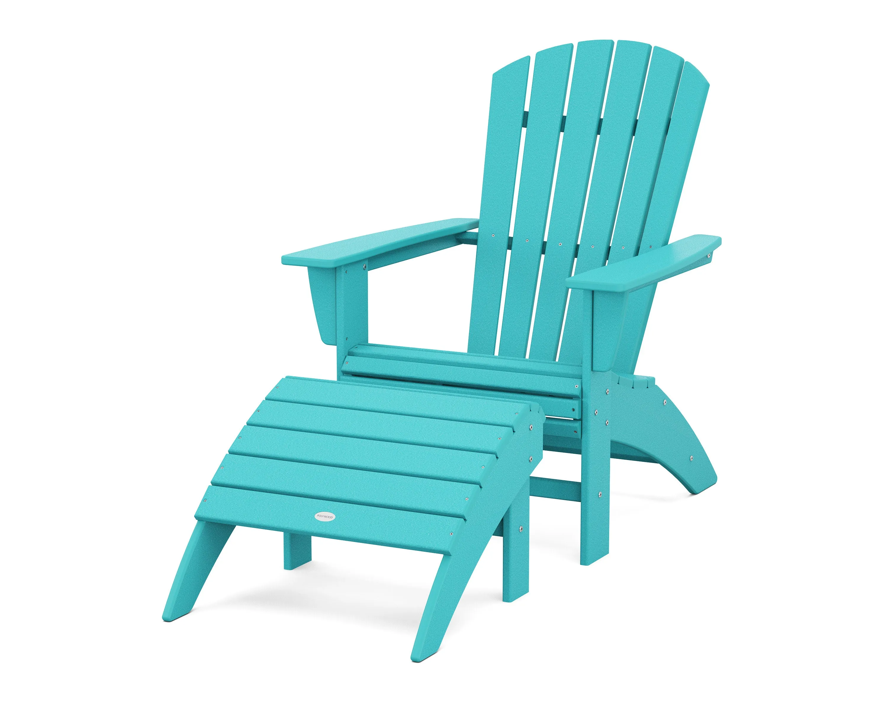 Nautical Curveback Adirondack Chair 2-Piece Set with Ottoman