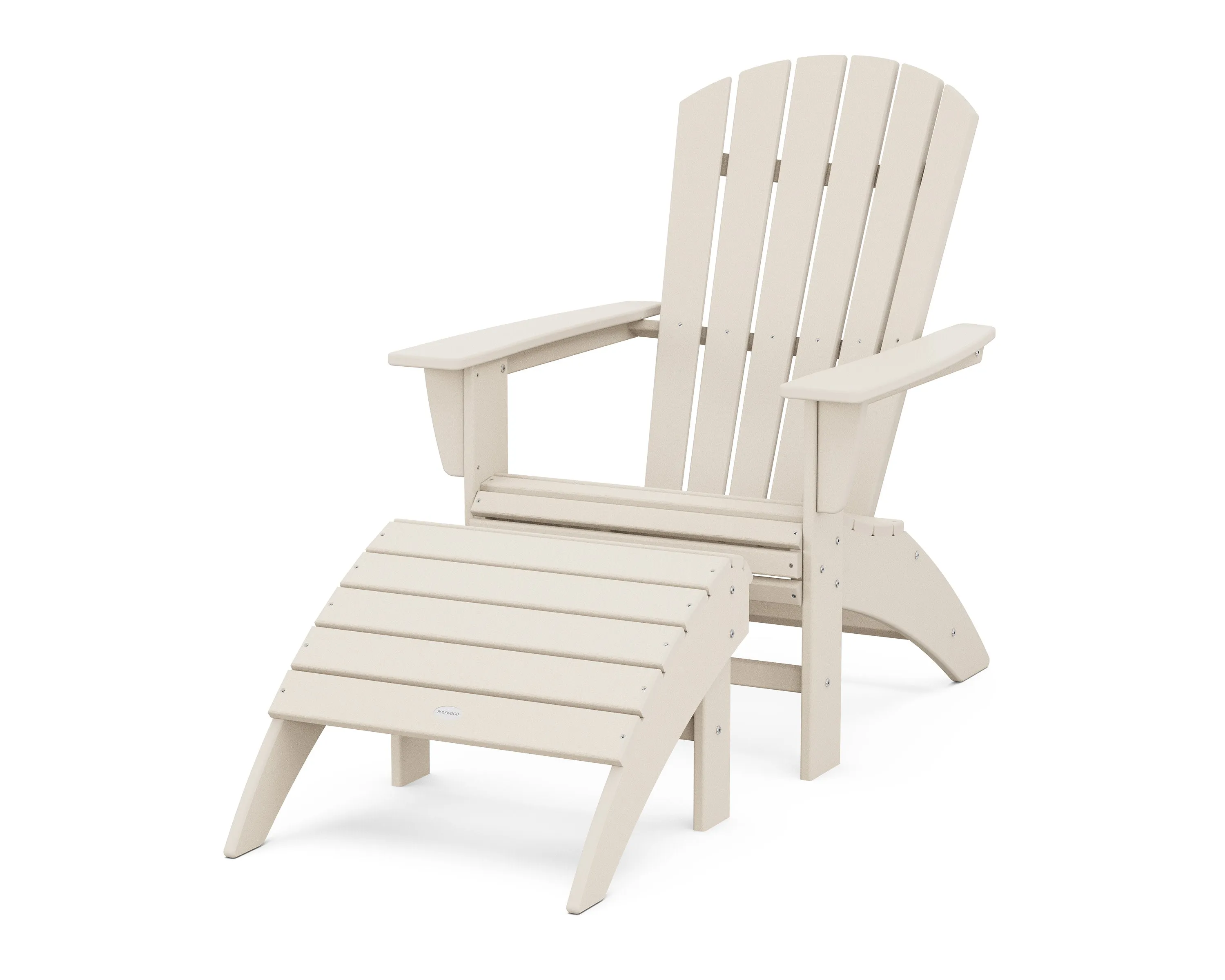 Nautical Curveback Adirondack Chair 2-Piece Set with Ottoman