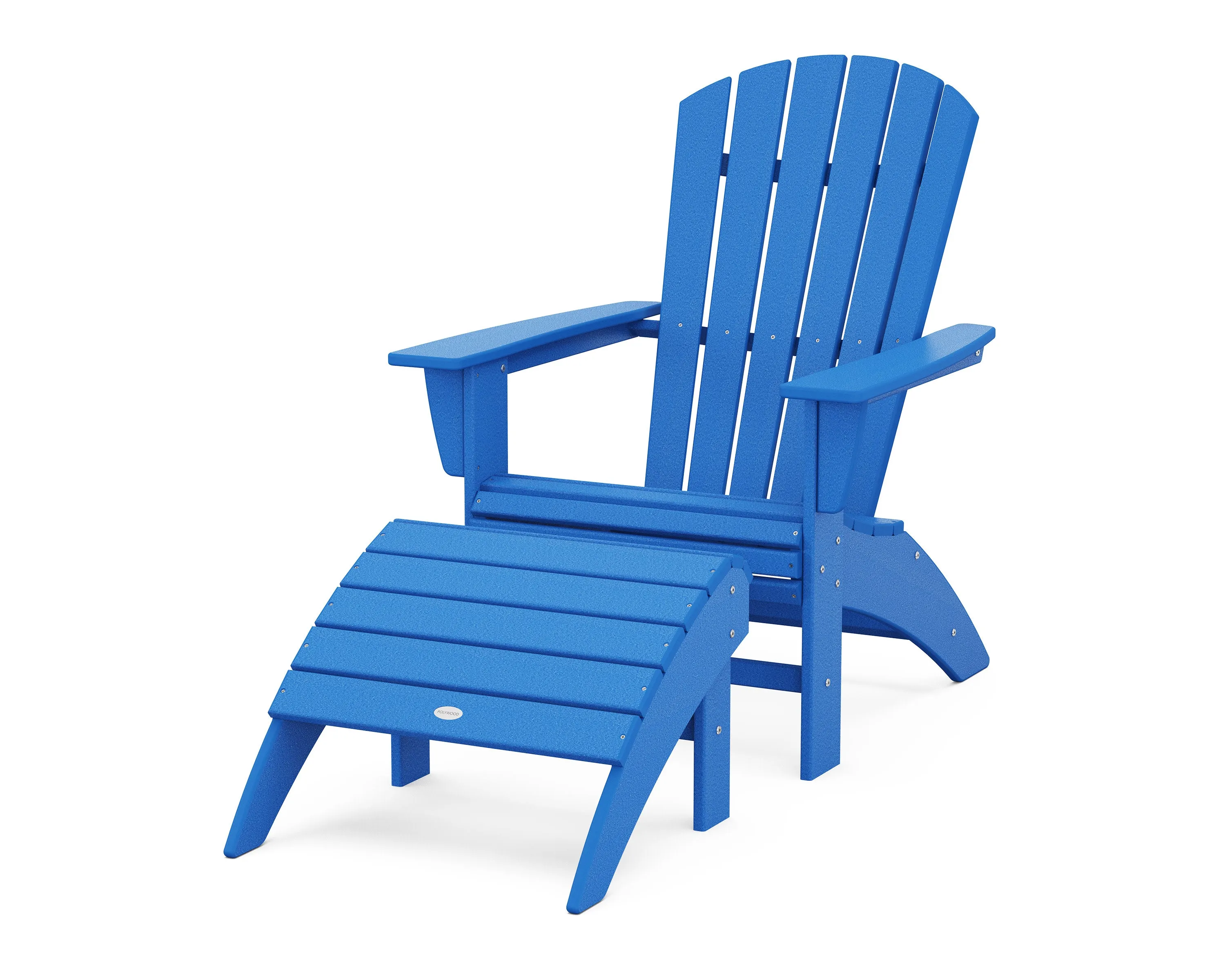 Nautical Curveback Adirondack Chair 2-Piece Set with Ottoman
