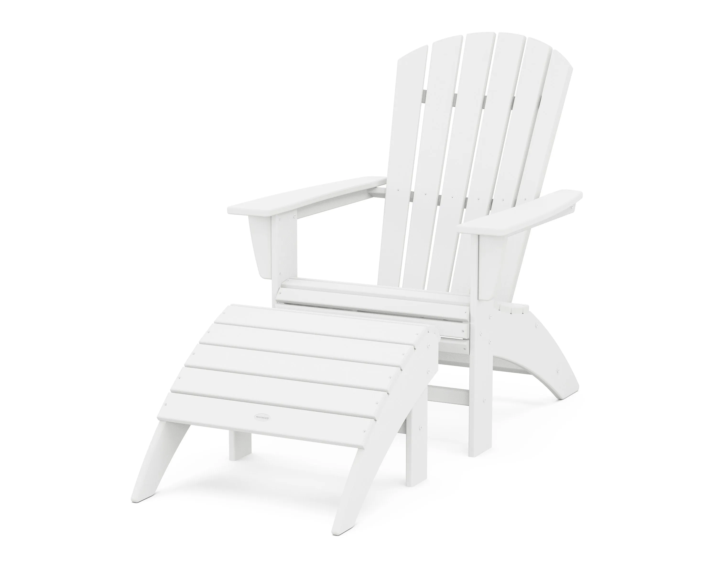 Nautical Curveback Adirondack Chair 2-Piece Set with Ottoman