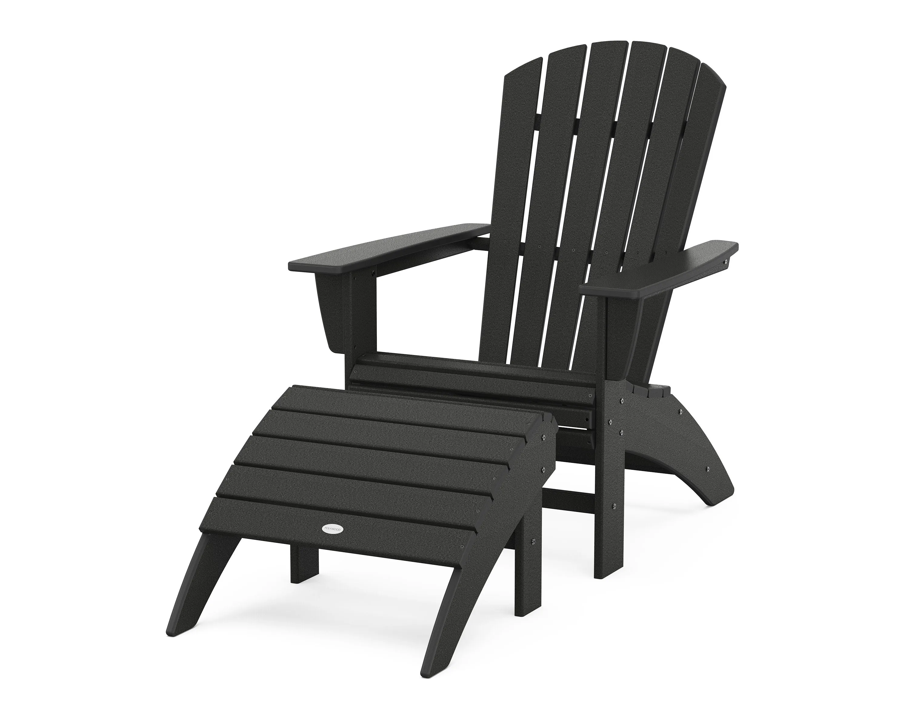 Nautical Curveback Adirondack Chair 2-Piece Set with Ottoman