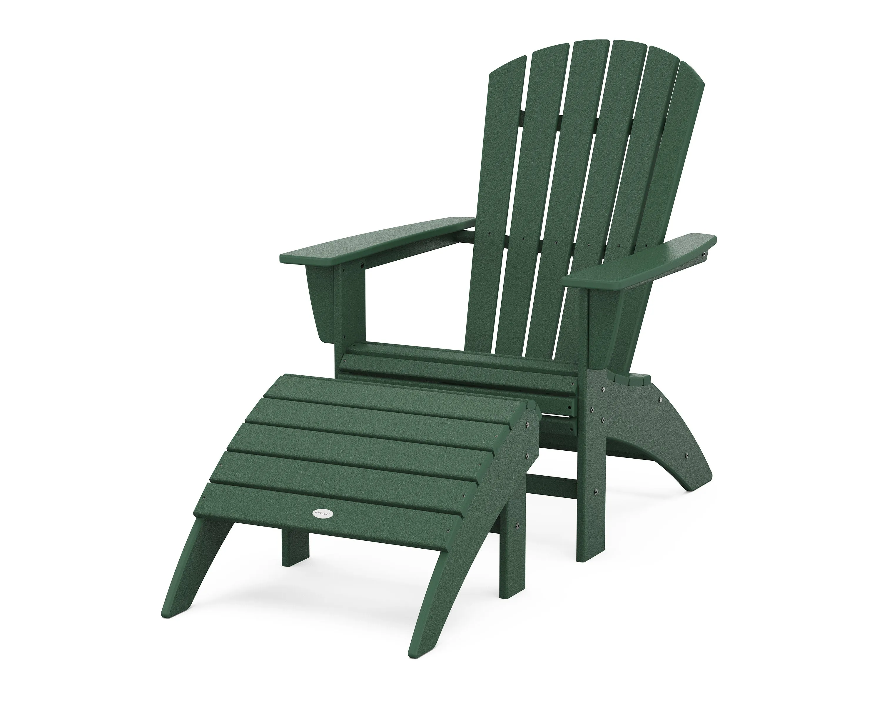 Nautical Curveback Adirondack Chair 2-Piece Set with Ottoman
