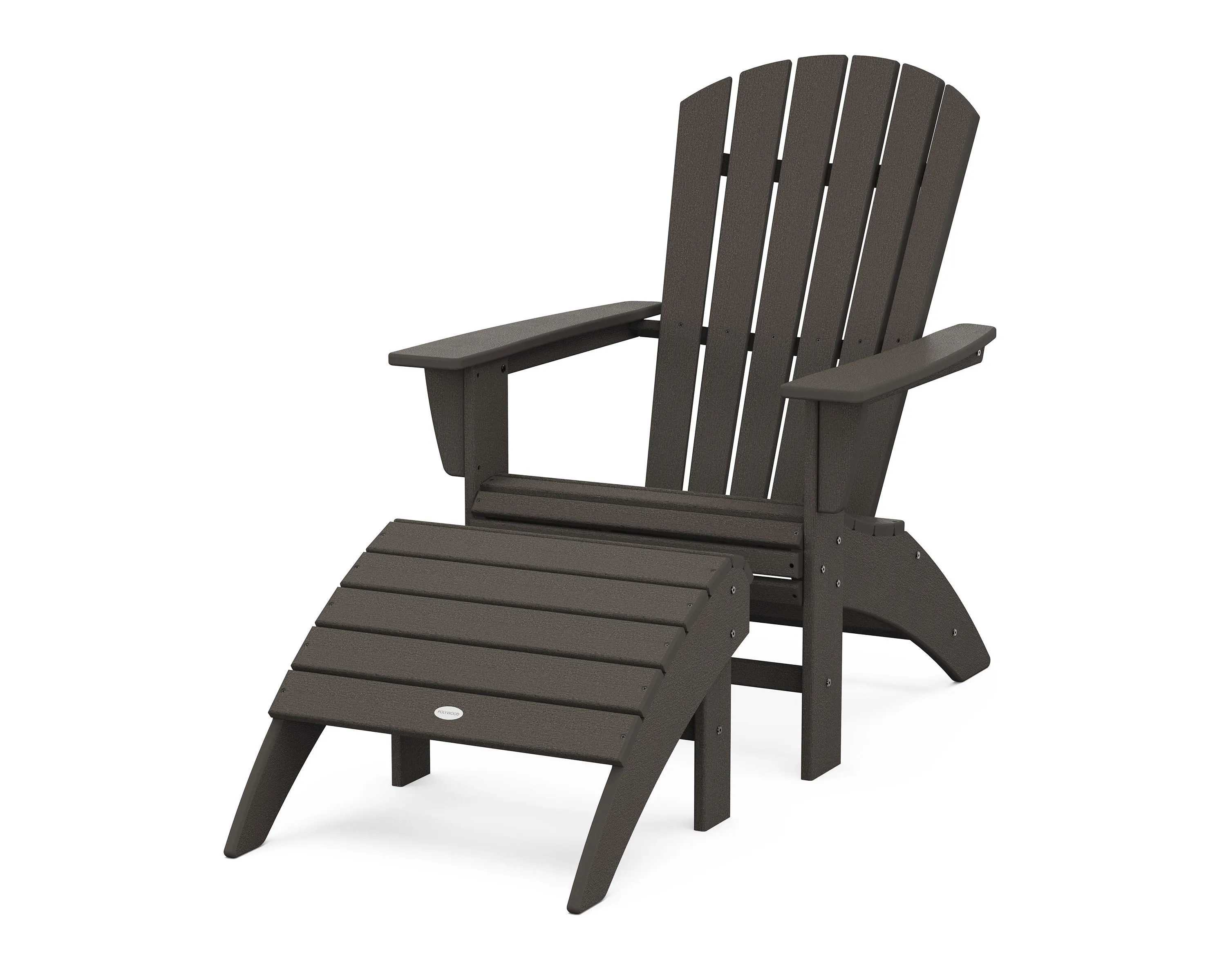 Nautical Curveback Adirondack Chair 2-Piece Set with Ottoman