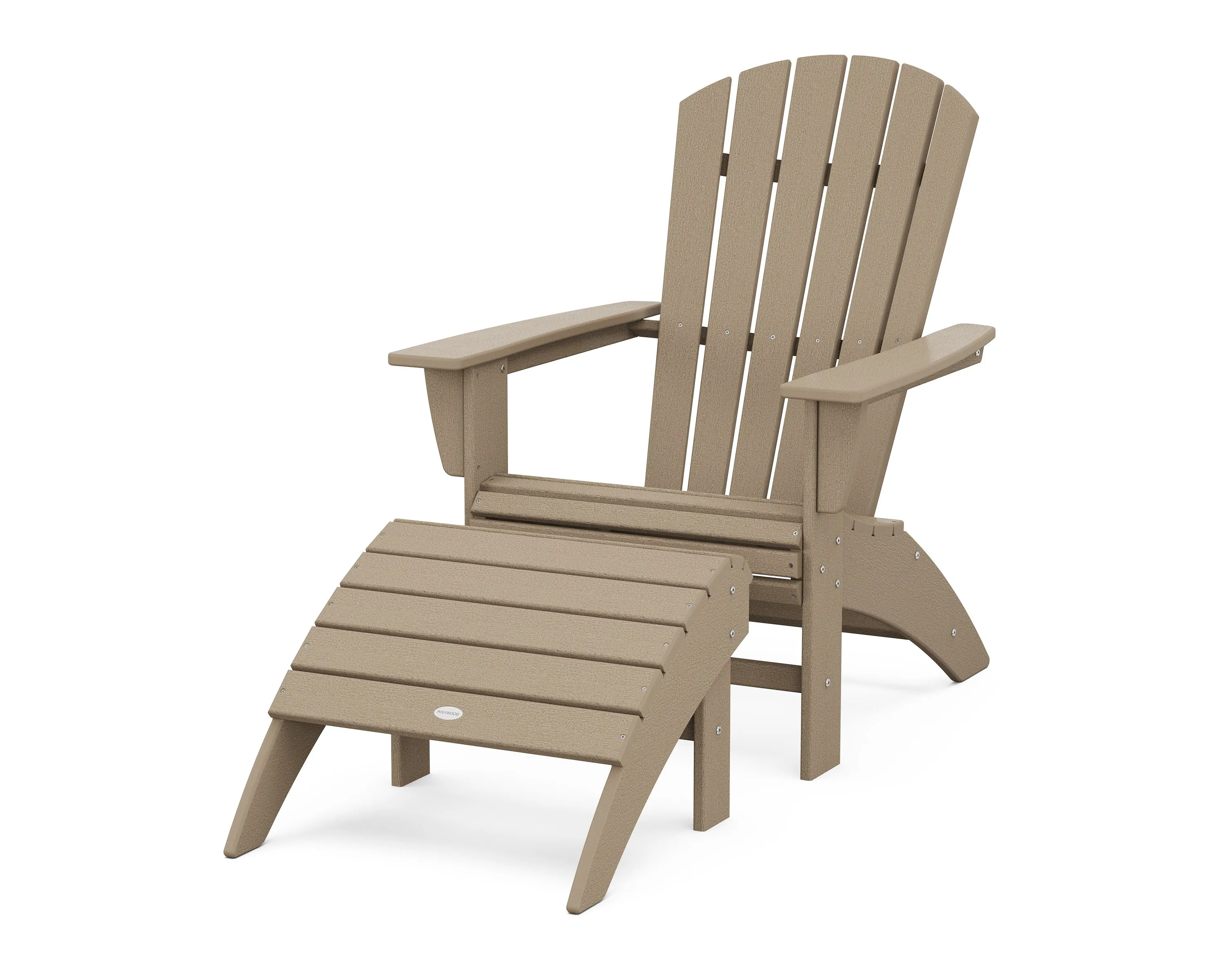 Nautical Curveback Adirondack Chair 2-Piece Set with Ottoman
