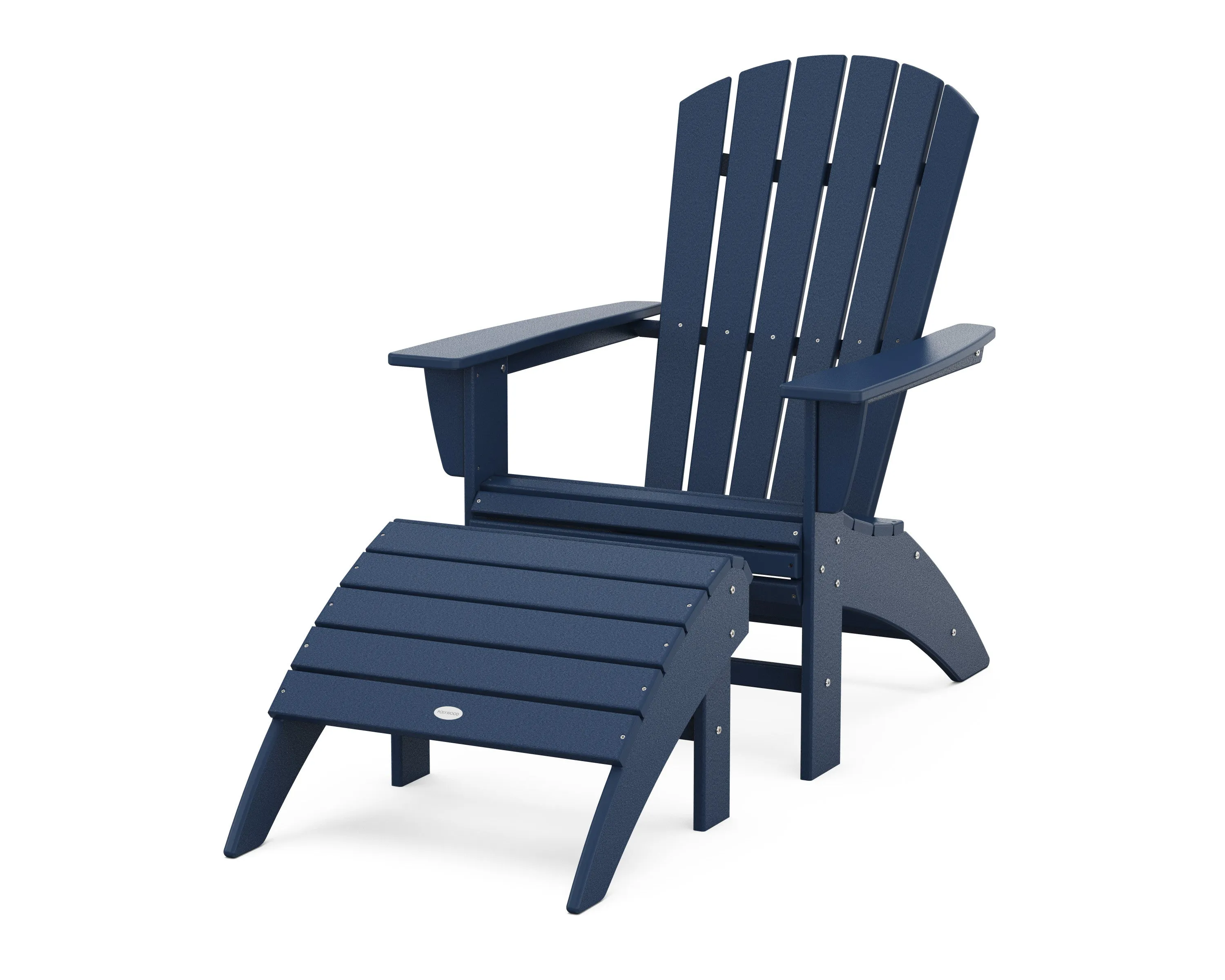 Nautical Curveback Adirondack Chair 2-Piece Set with Ottoman