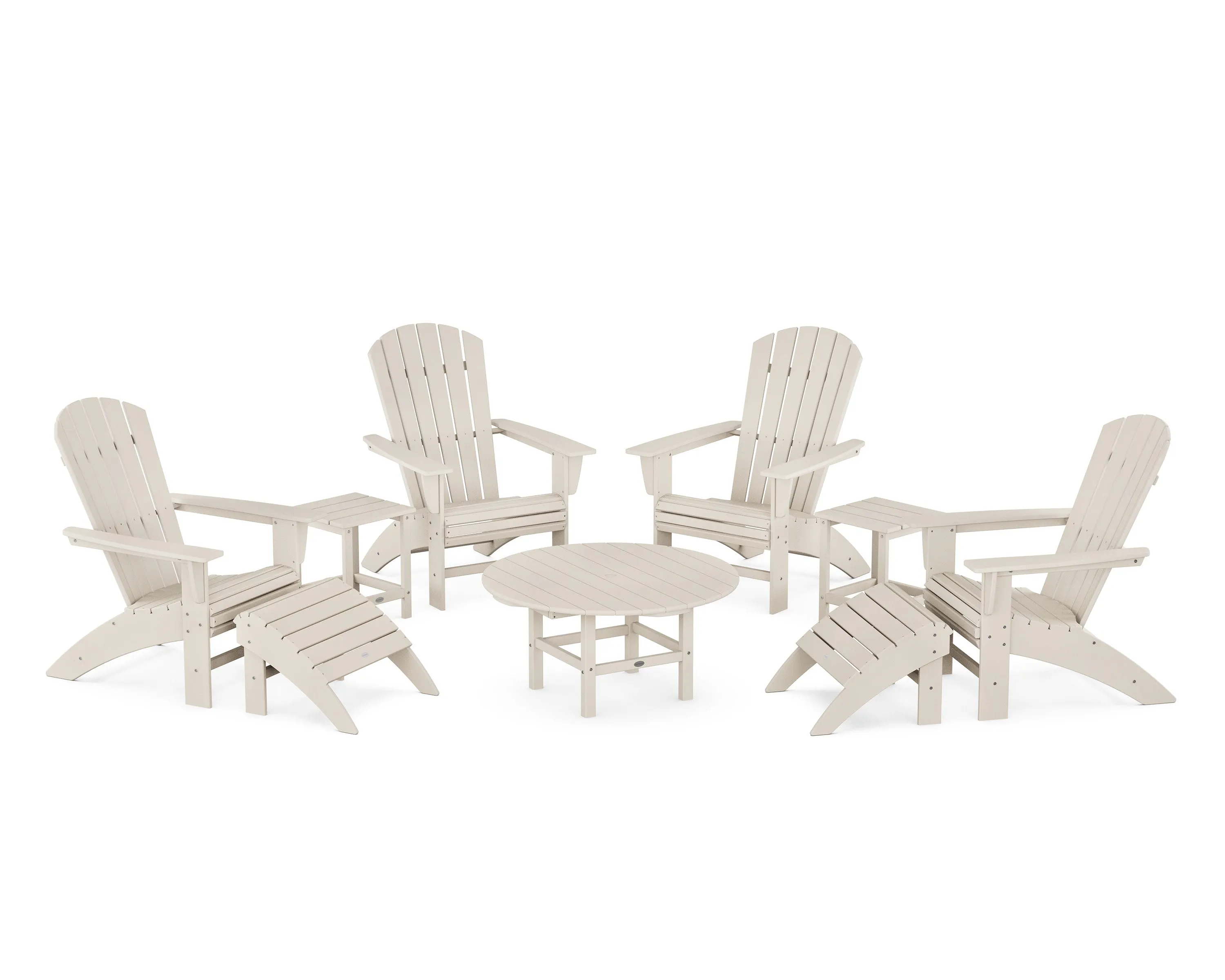 Nautical Curveback Adirondack Chair 9-Piece Conversation Set