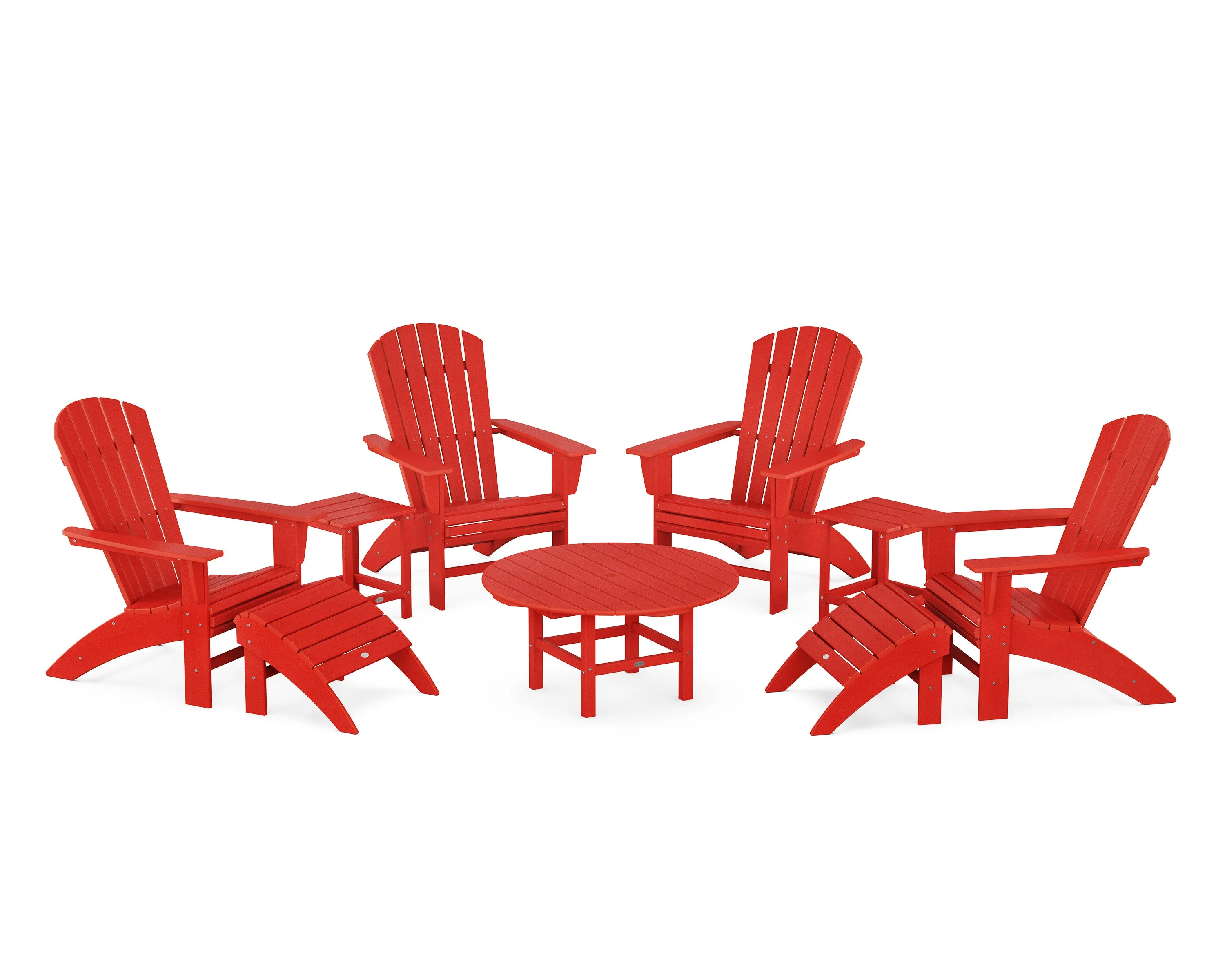 Nautical Curveback Adirondack Chair 9-Piece Conversation Set