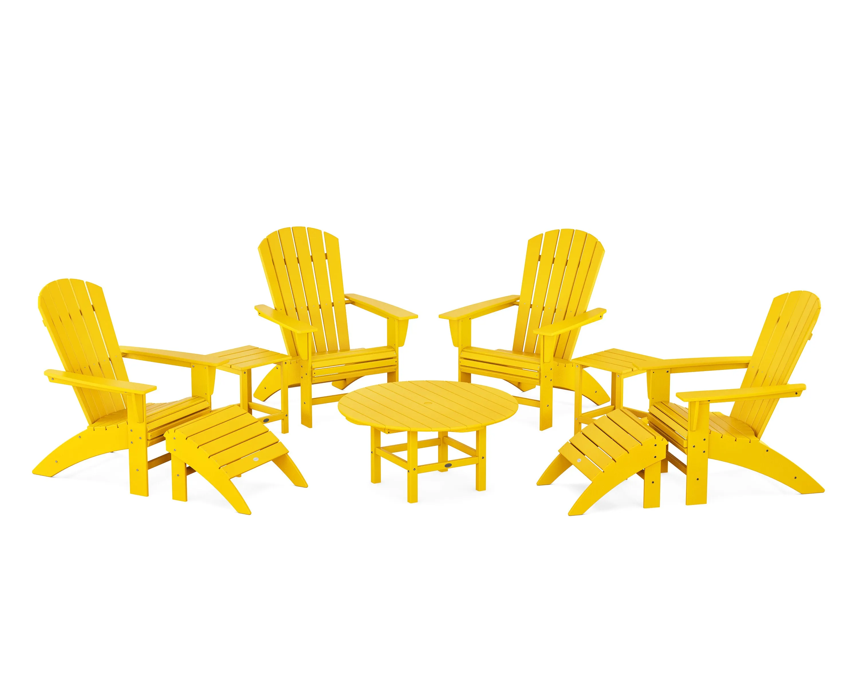 Nautical Curveback Adirondack Chair 9-Piece Conversation Set