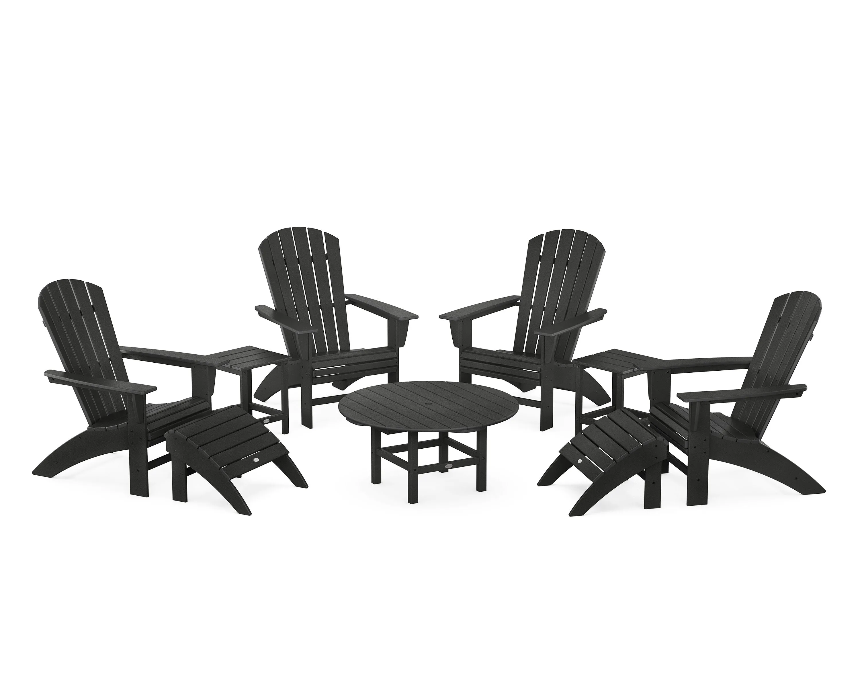 Nautical Curveback Adirondack Chair 9-Piece Conversation Set