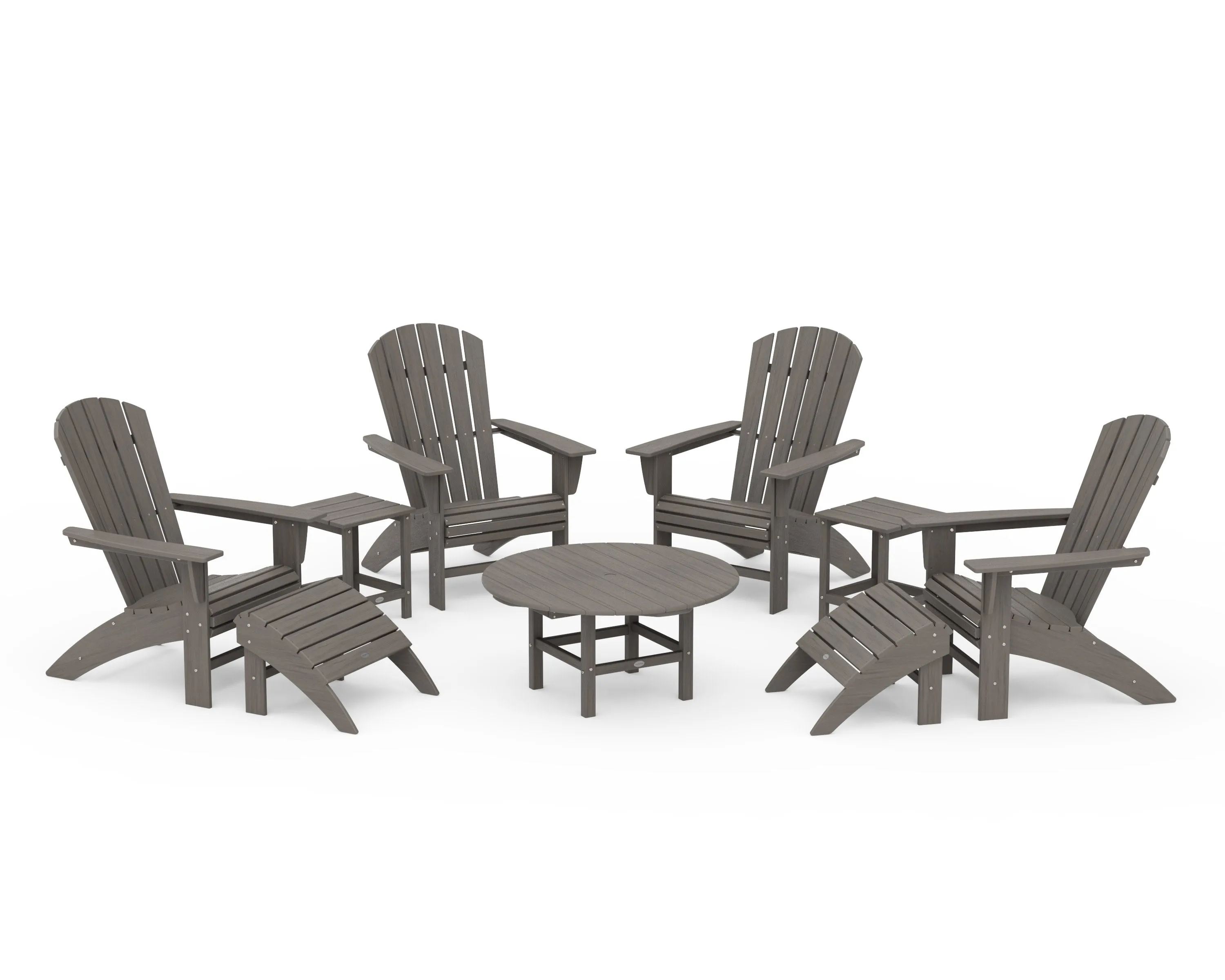 Nautical Curveback Adirondack Chair 9-Piece Conversation Set