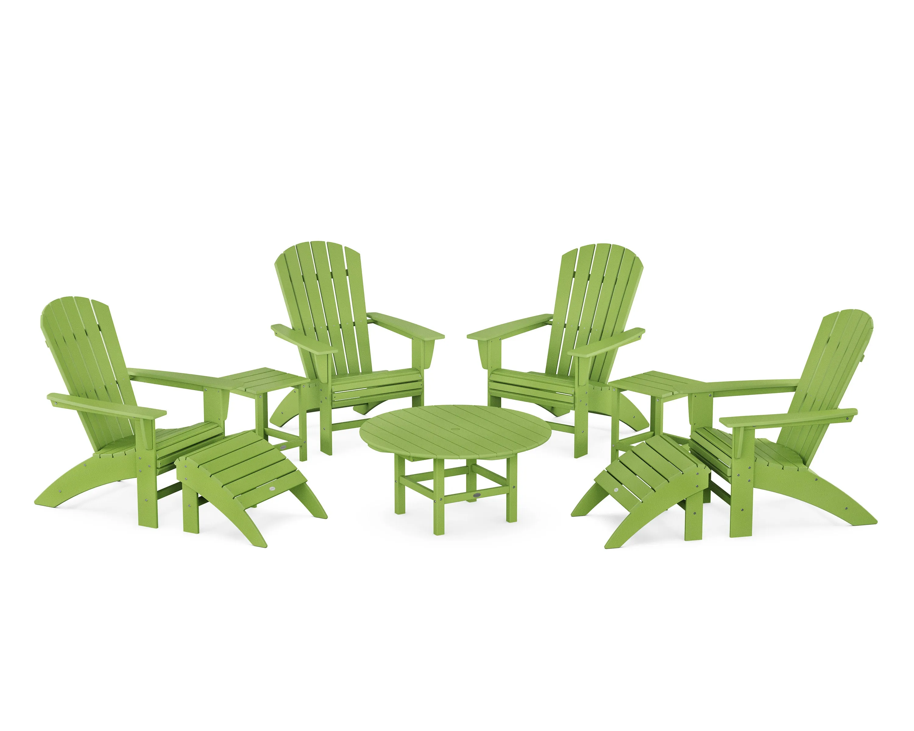 Nautical Curveback Adirondack Chair 9-Piece Conversation Set
