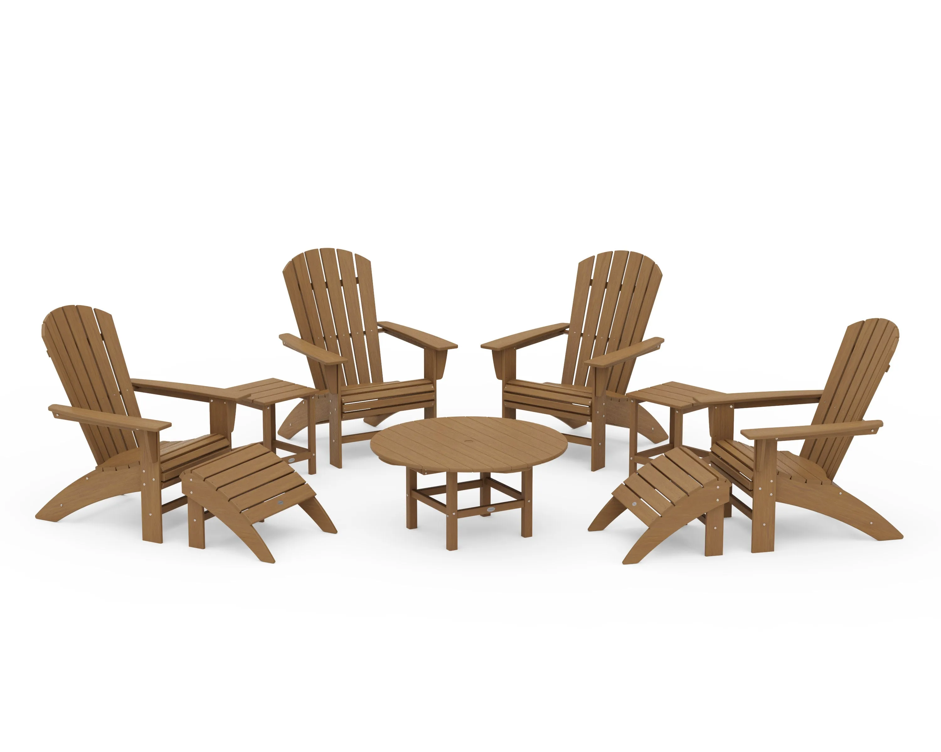 Nautical Curveback Adirondack Chair 9-Piece Conversation Set