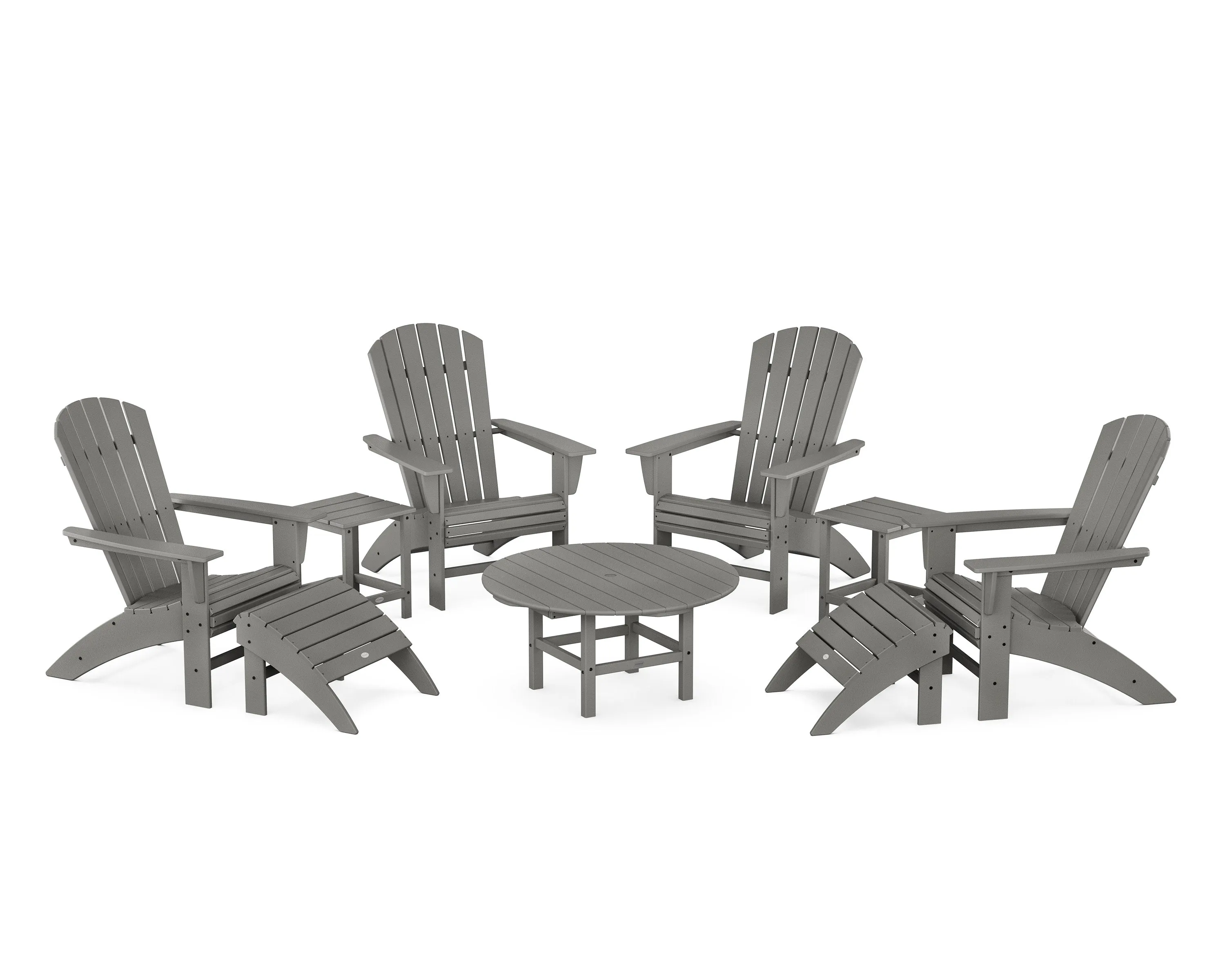 Nautical Curveback Adirondack Chair 9-Piece Conversation Setoutdoor patio dining furniture set