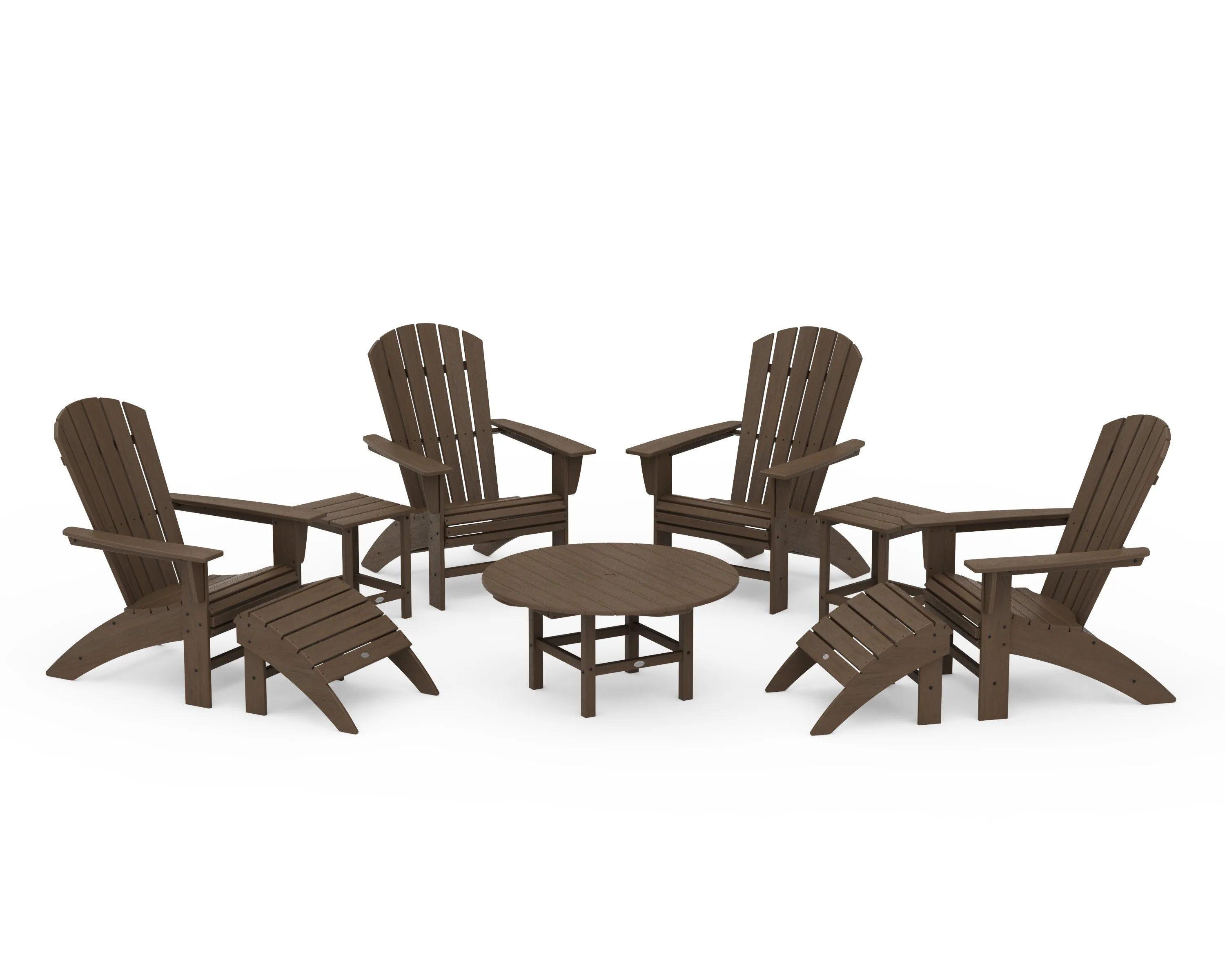 Nautical Curveback Adirondack Chair 9-Piece Conversation Set