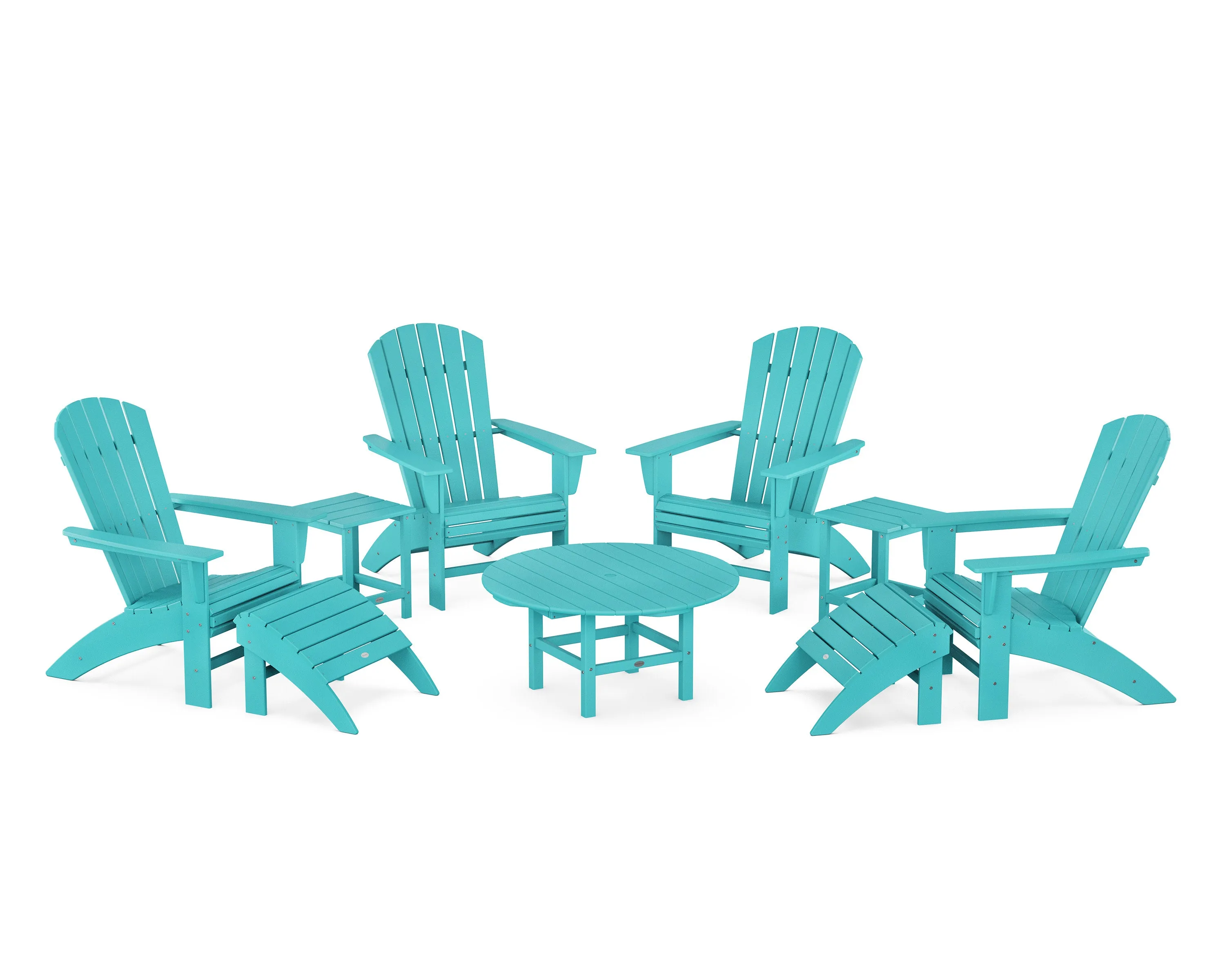 Nautical Curveback Adirondack Chair 9-Piece Conversation Set