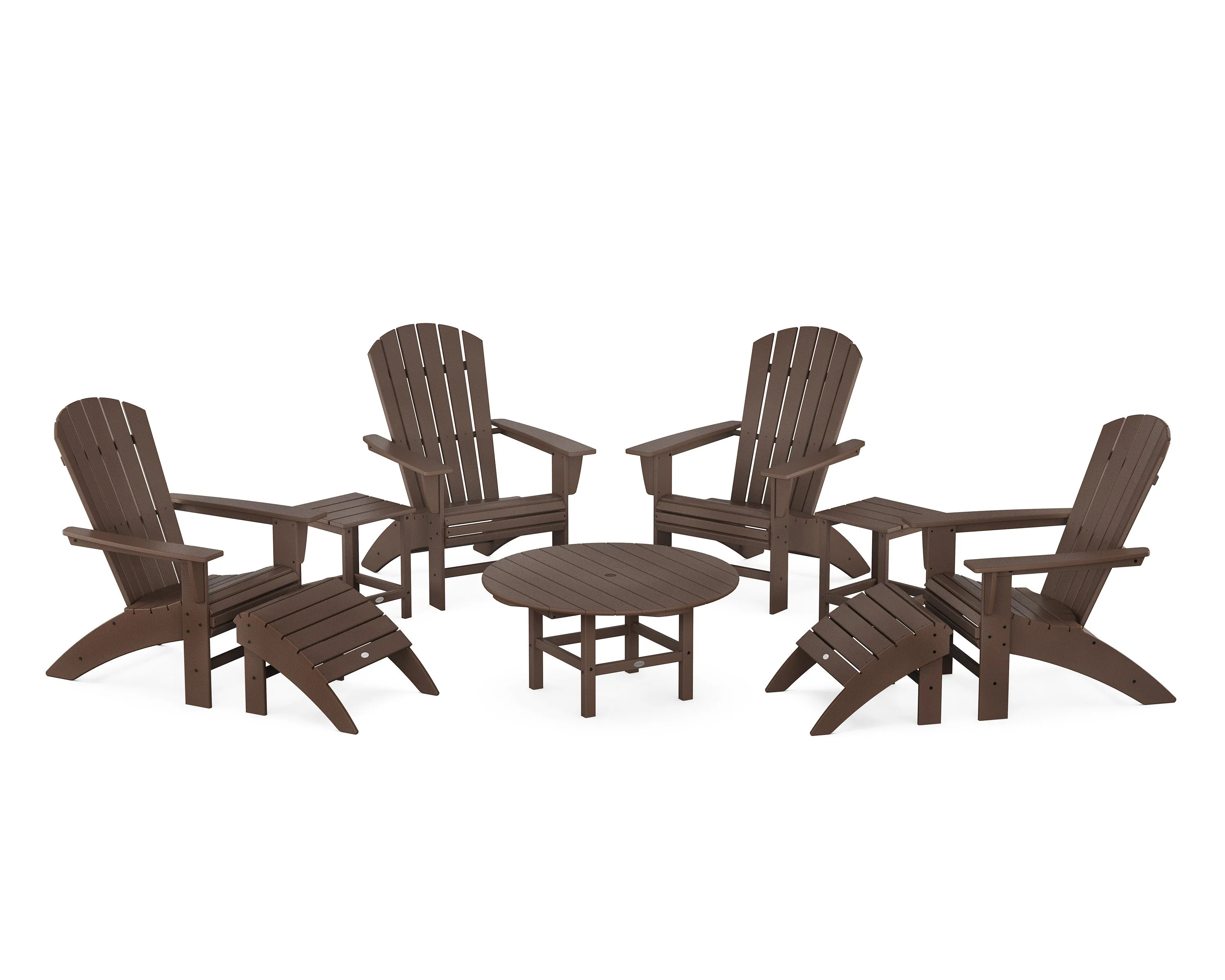 Nautical Curveback Adirondack Chair 9-Piece Conversation Set