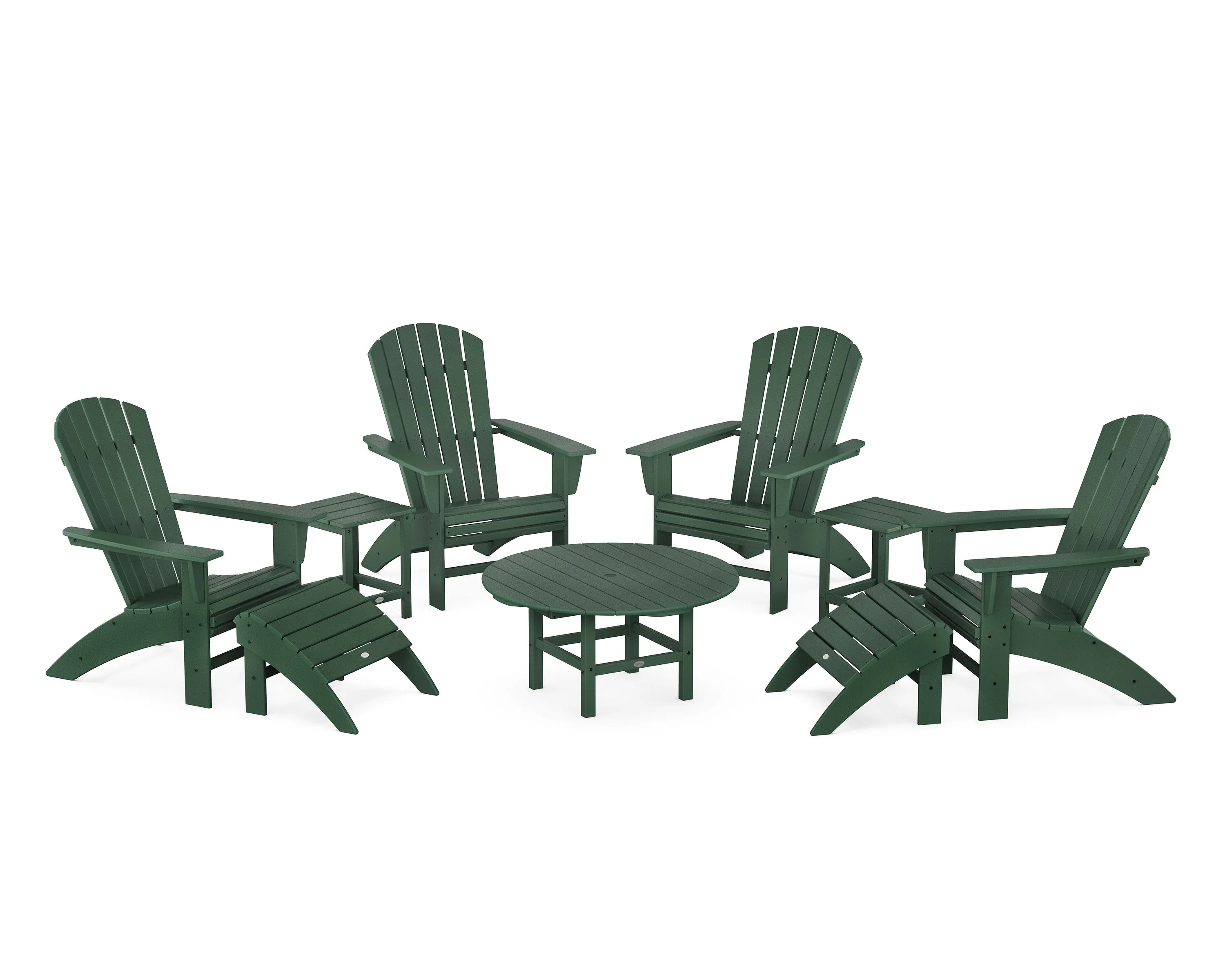Nautical Curveback Adirondack Chair 9-Piece Conversation Set