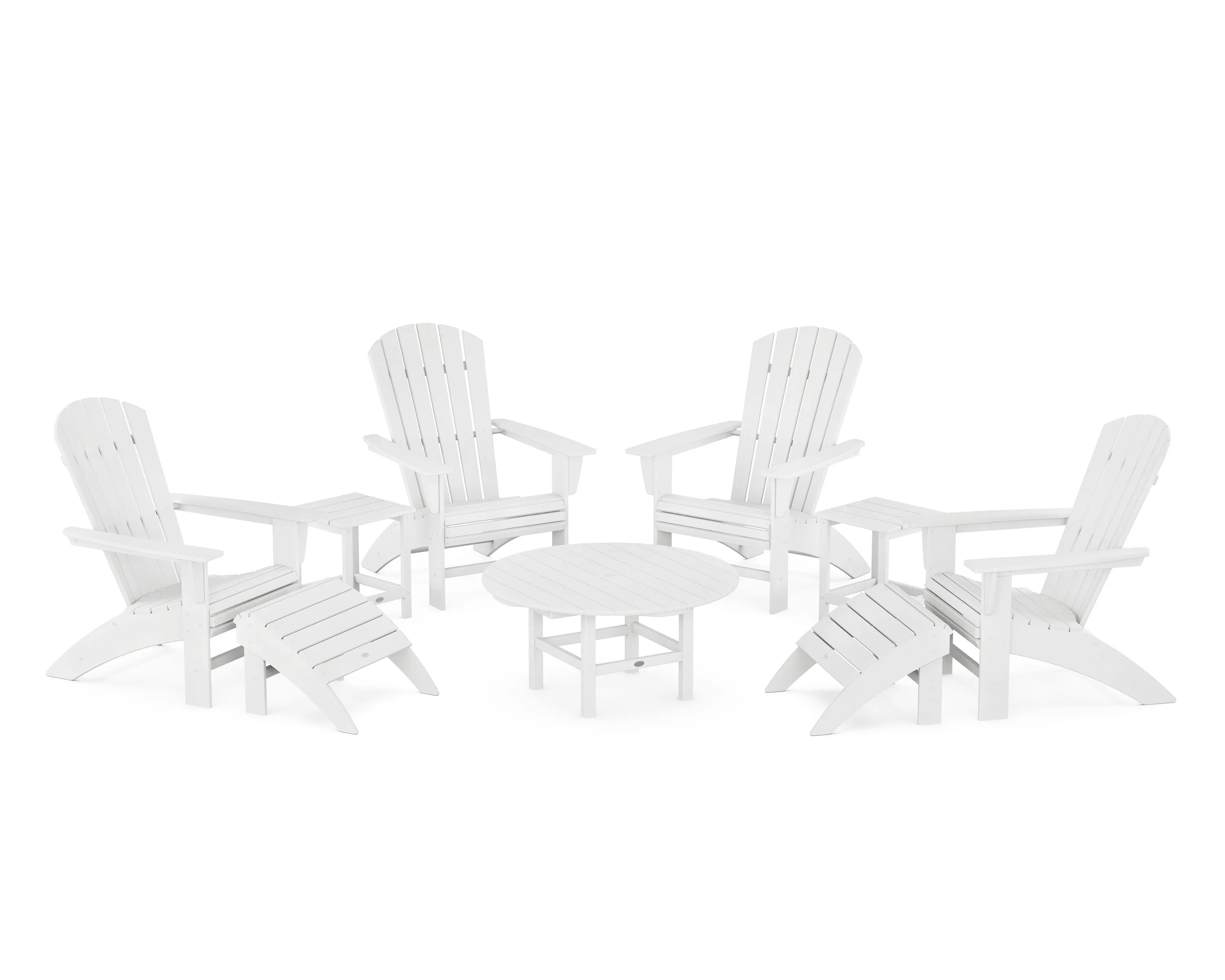 Nautical Curveback Adirondack Chair 9-Piece Conversation Set
