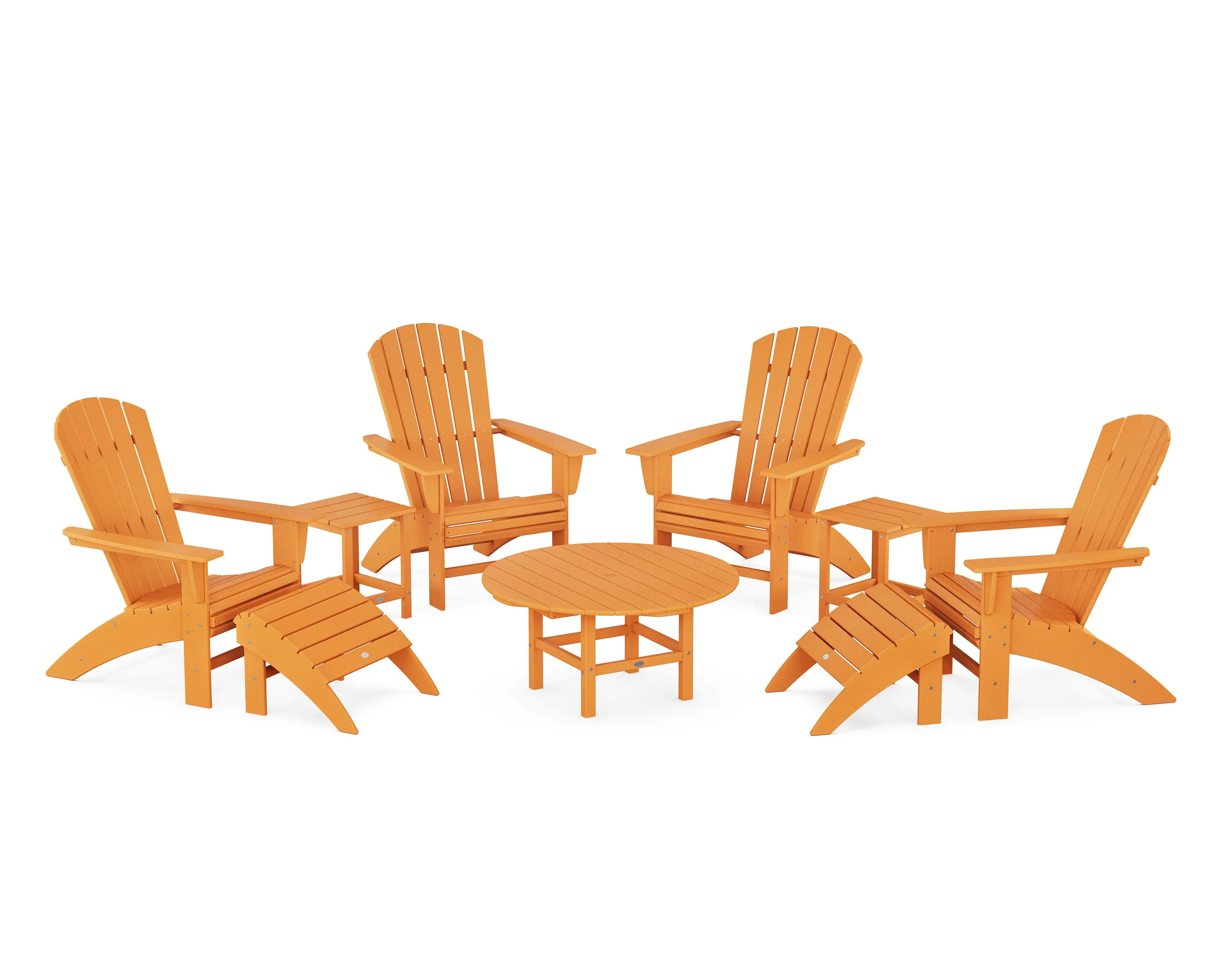 Nautical Curveback Adirondack Chair 9-Piece Conversation Set